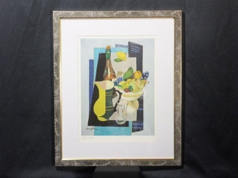 Clement Serveau Signed Lithograph "Still Life With Fruit & Wine" 1959, Ed.200