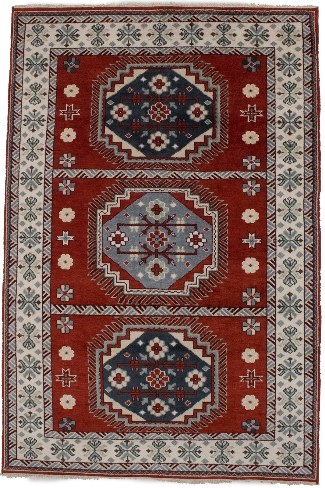 Handmade Kazak Oriental Rug Vintage Style