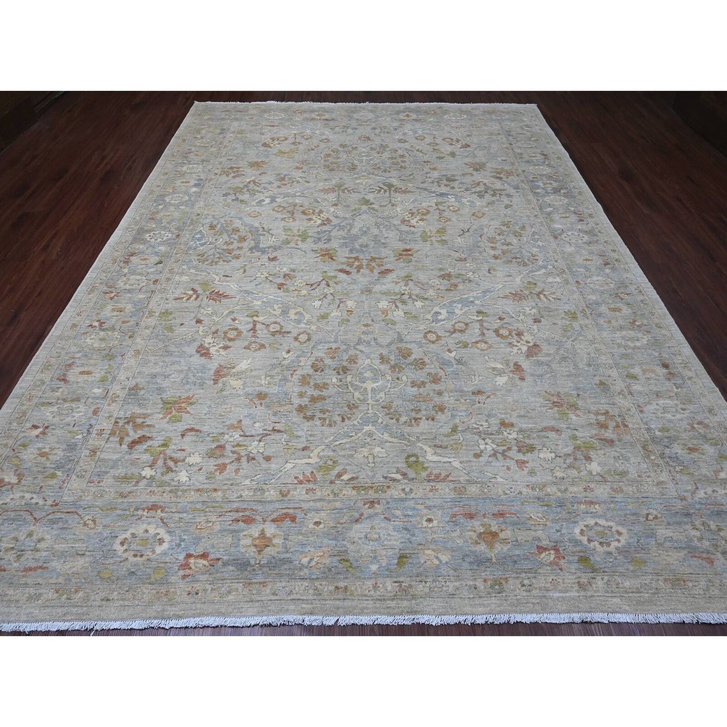9'X11'10" Gray Hand Knotted Ziegler Mahal Design 100% Wool Oriental Rug