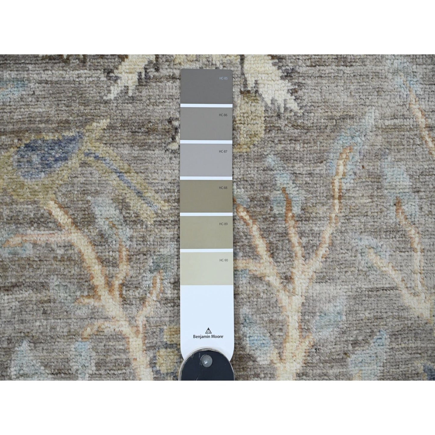 2'8"X11'10" Brown Peshawar Birds Design Hand Knotted Soft Wool Runner Rug