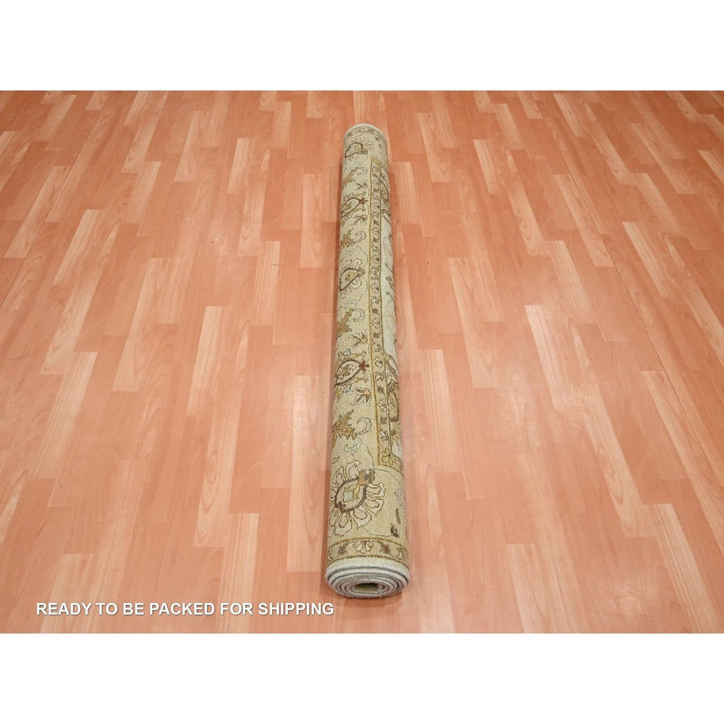 5'8"X7'10" Ivory Agra Ziegler Design Leaf Pattern Hand Knotted Wool Rug