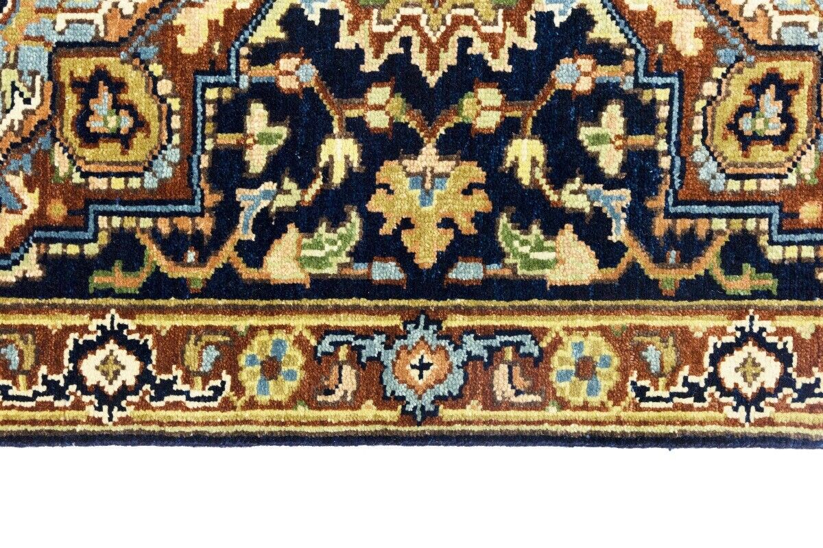 Handmade Heriz Serapi Runner Rug Geometric