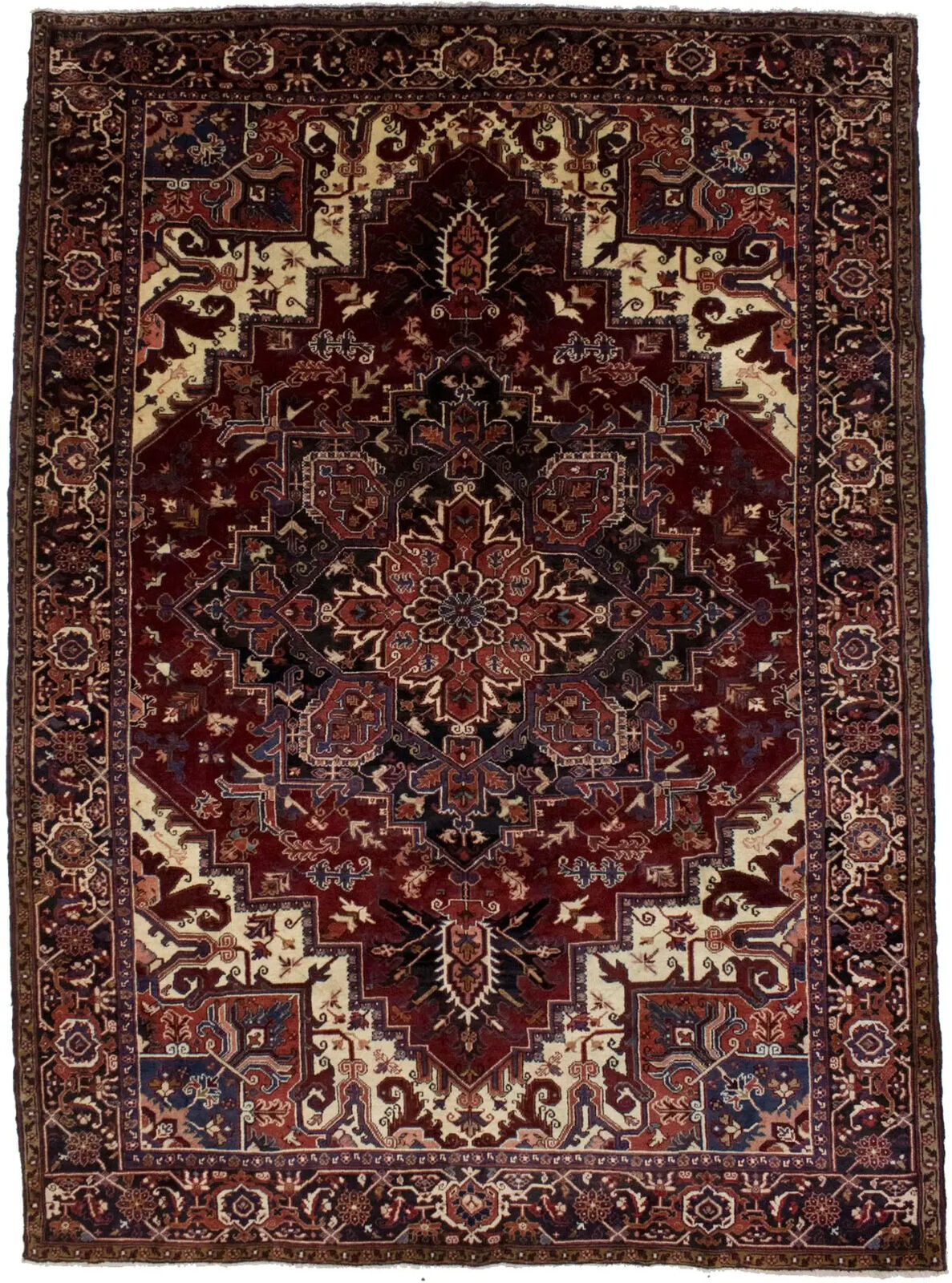 8X11 ft One of a Kind Vintage Geometric Wool Rug