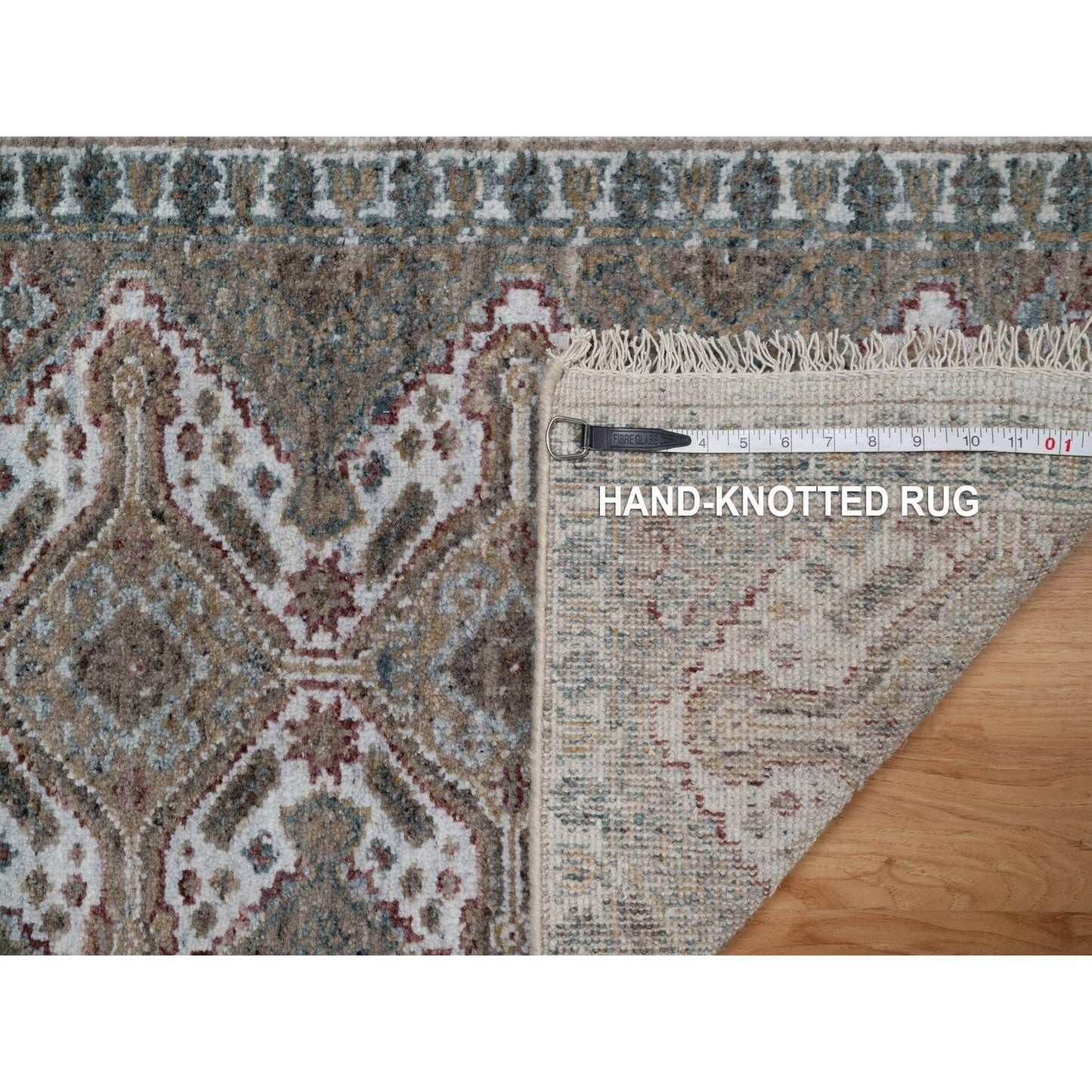 2'X3' Ivory Hand Knotted Mat Rug Flower Rosettes Design Natural Wool