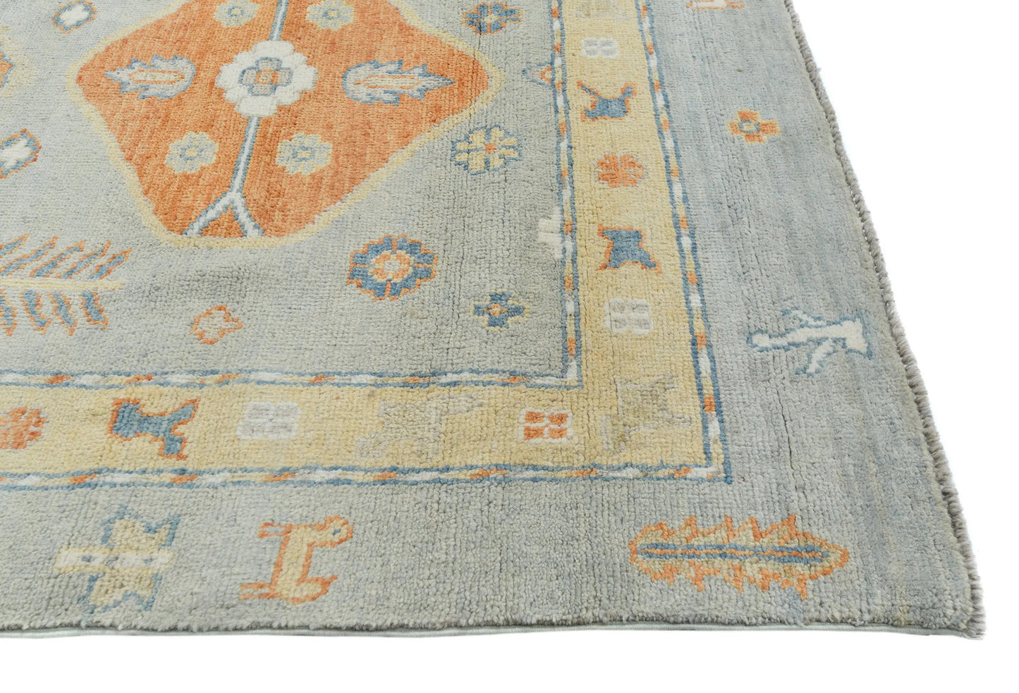 Handmade Oushak Pakistan Rug Muted Colors Floral