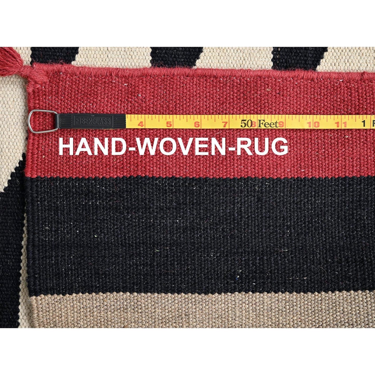 8'X10' Ivory Pure Wool Rug American Indian Southwest Hand Woven Flat Weave