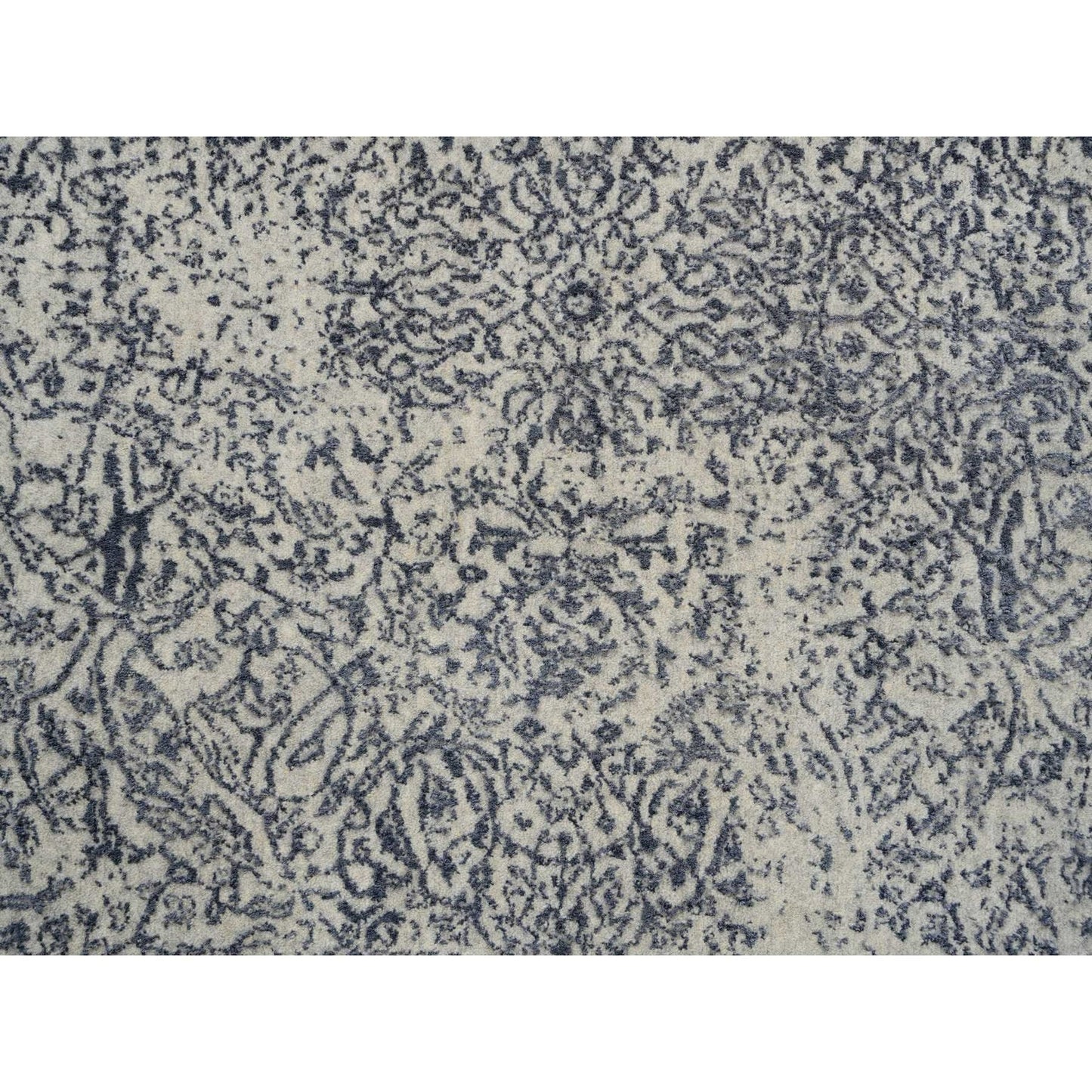 10'X10' Gray Fine Jacquard Wool And Silk Hand Loomed Round Rug