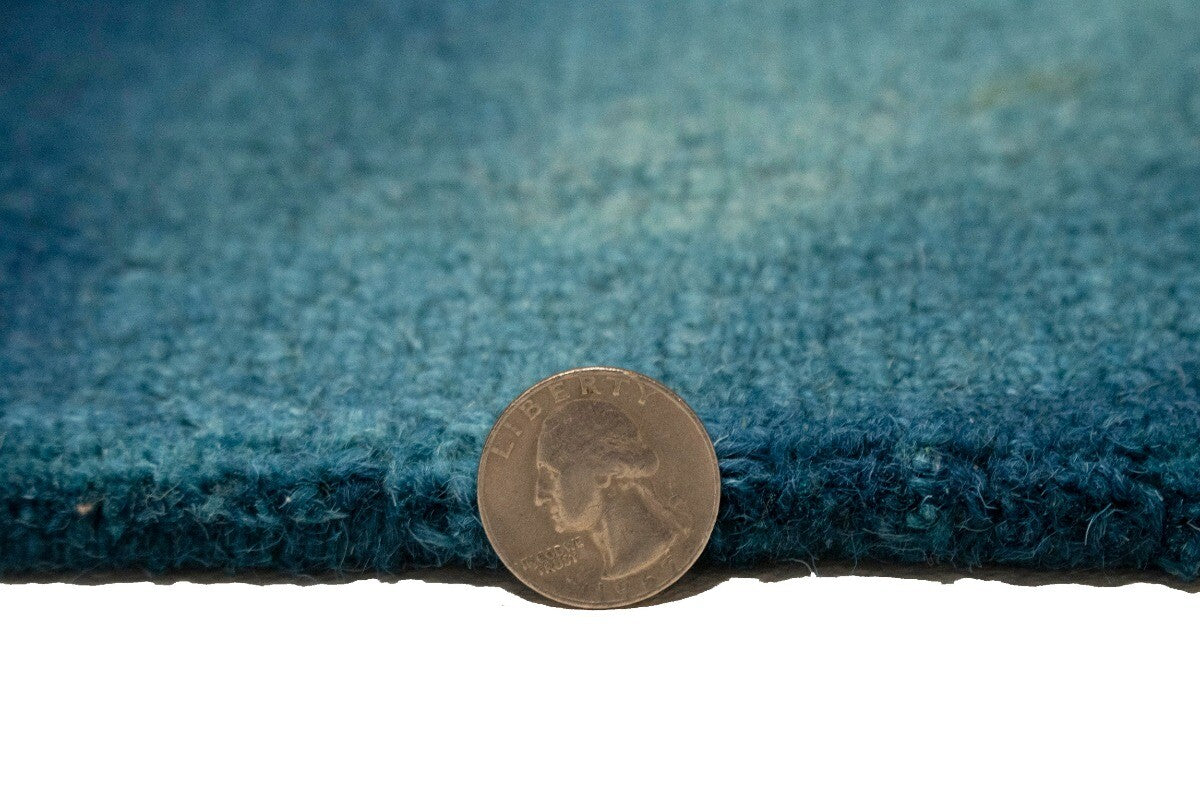 Hand-Tufted Ocean Blue Tie-Dye Wool Rug Modern