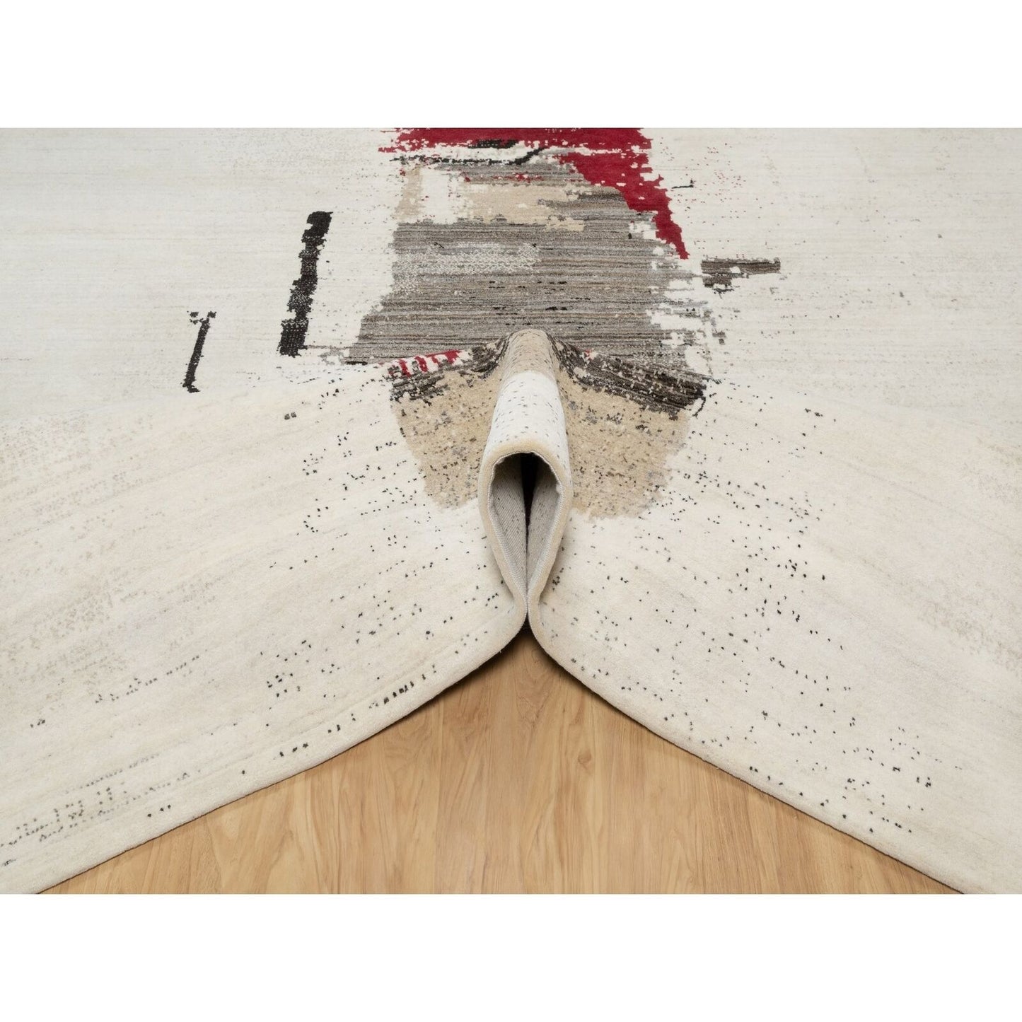 9'X12' White Modern Lori Buft Gabbeh 100% Wool Hand Knotted Oriental Rug