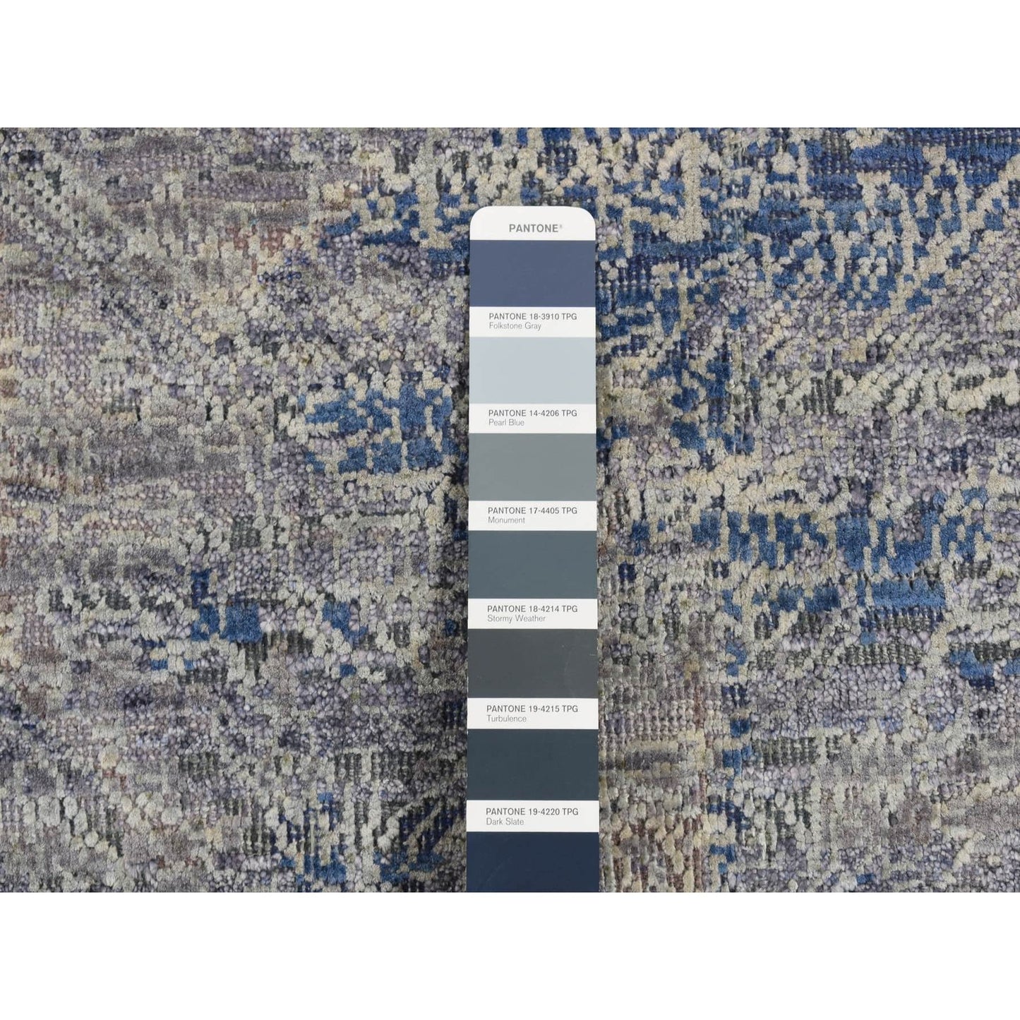4'9"X7' Gray Erased Rossets Silk With Wool Hand Knotted Rug