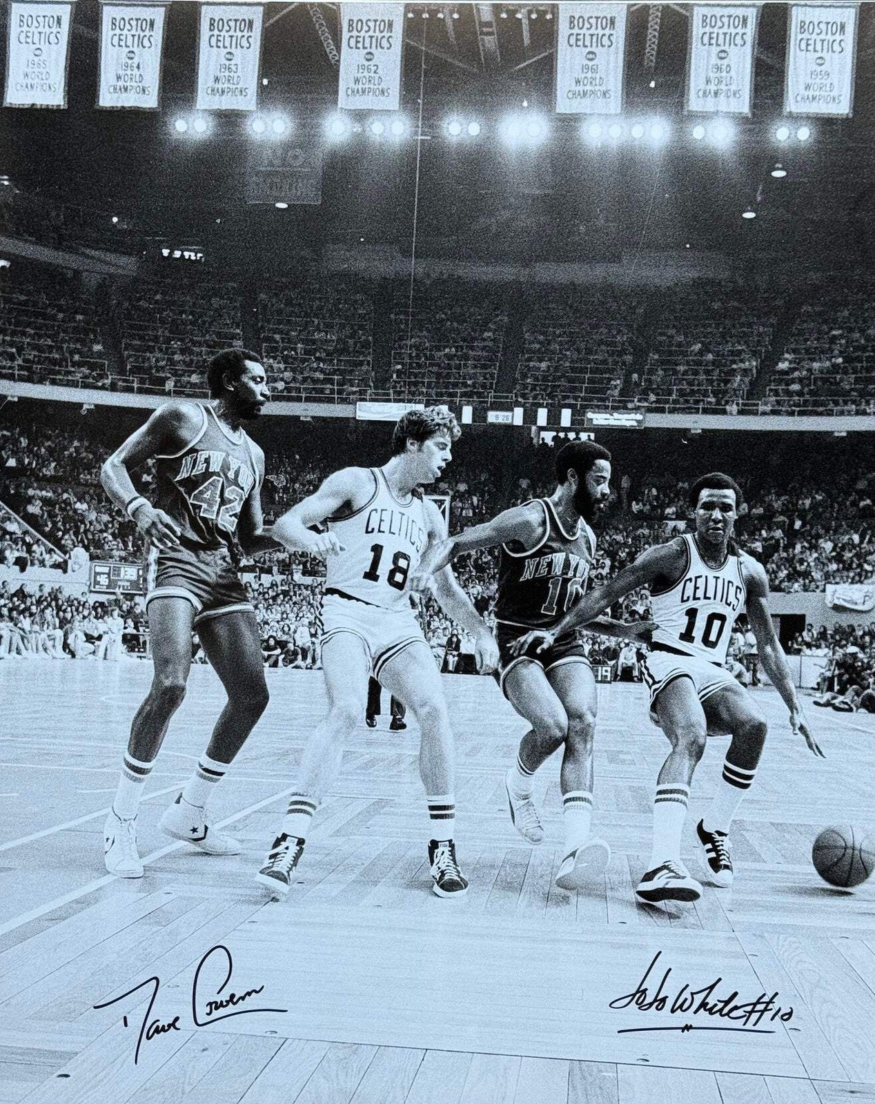 Jo Jo White & Dave Cowens Autographed Celtics 16X20 Basketball Photo