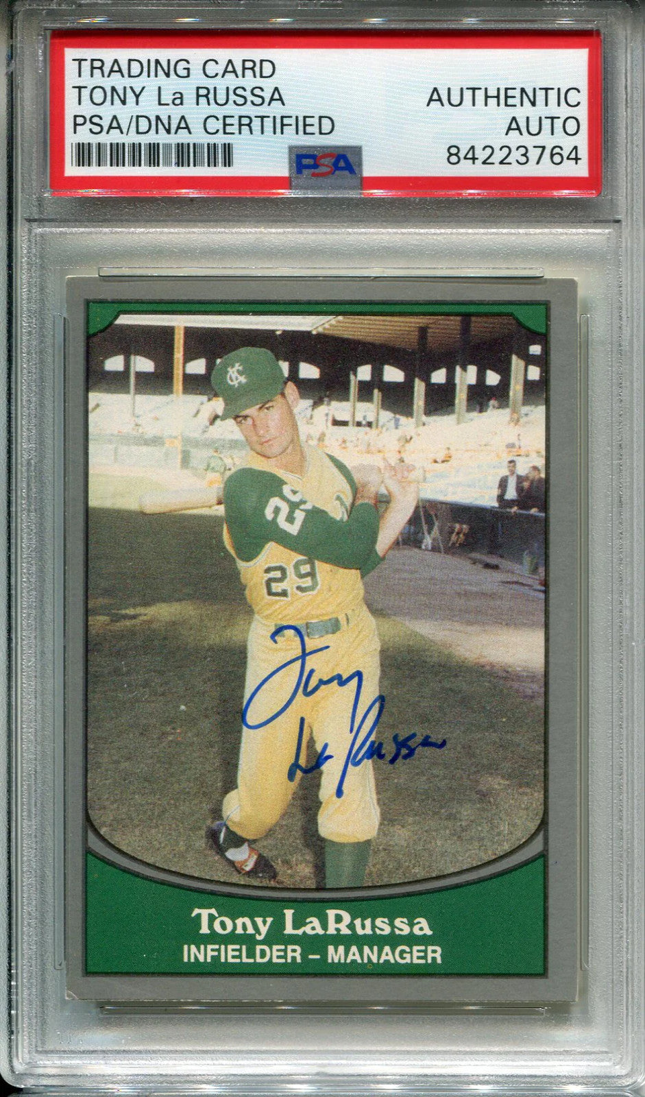Tony Larussa Autographed 1990 Pacific Card (Psa)