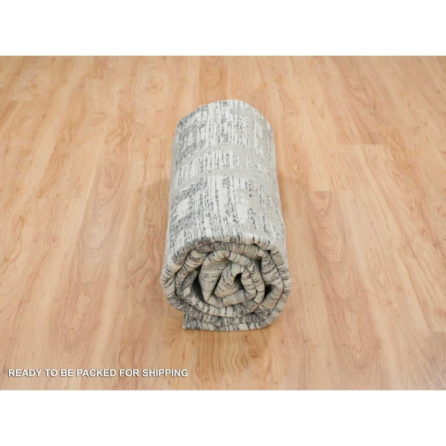 10'1"X10'1" Dark Grey Undyed Natural Wool Hand Knotted Round Oriental Rug