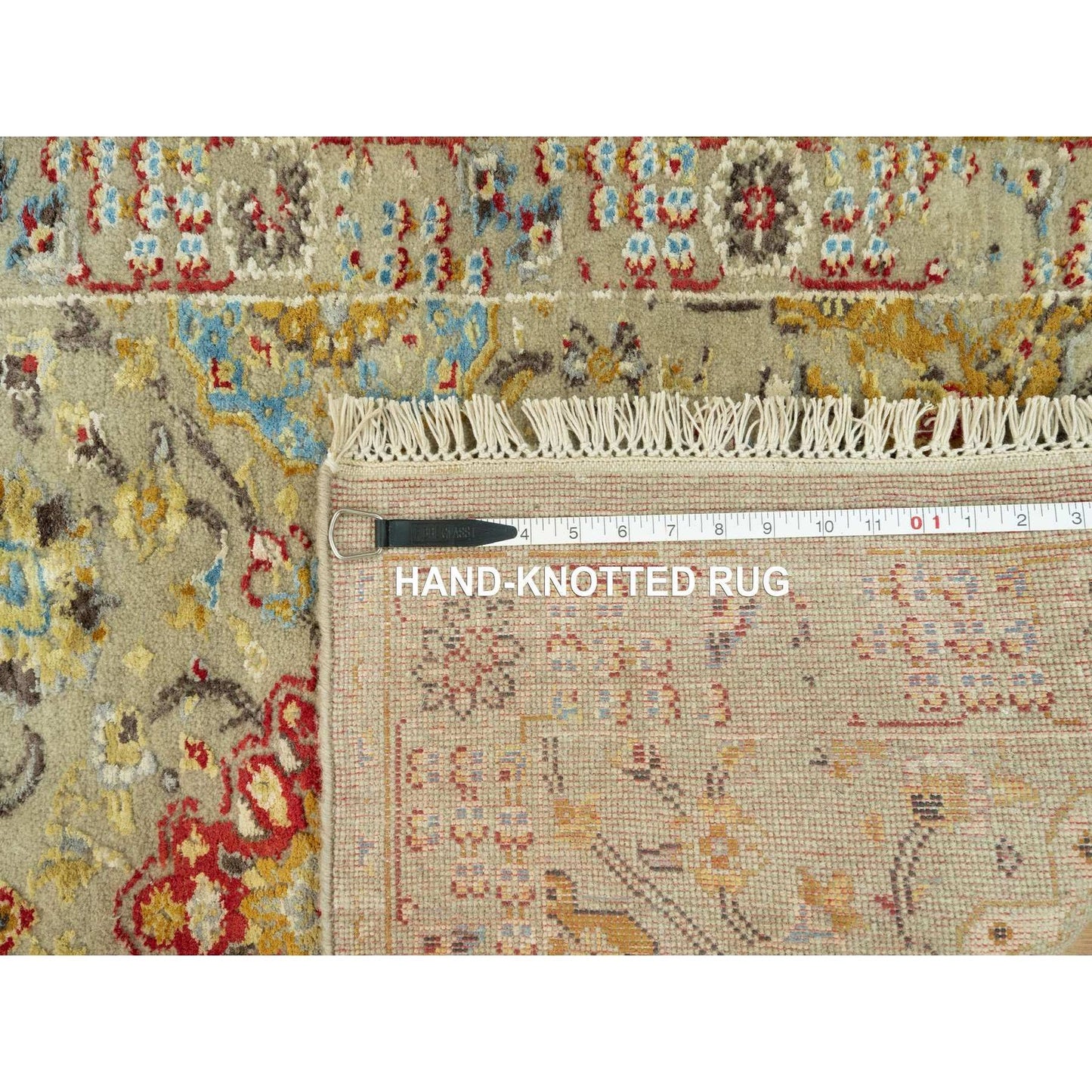 2'8"X6' Camel Wool And Silk Sunset Hand Knotted Runner Oriental Rug