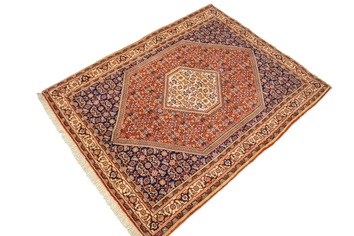 Handmade Vintage Oriental Rug 4X5 Ft Rust Orange