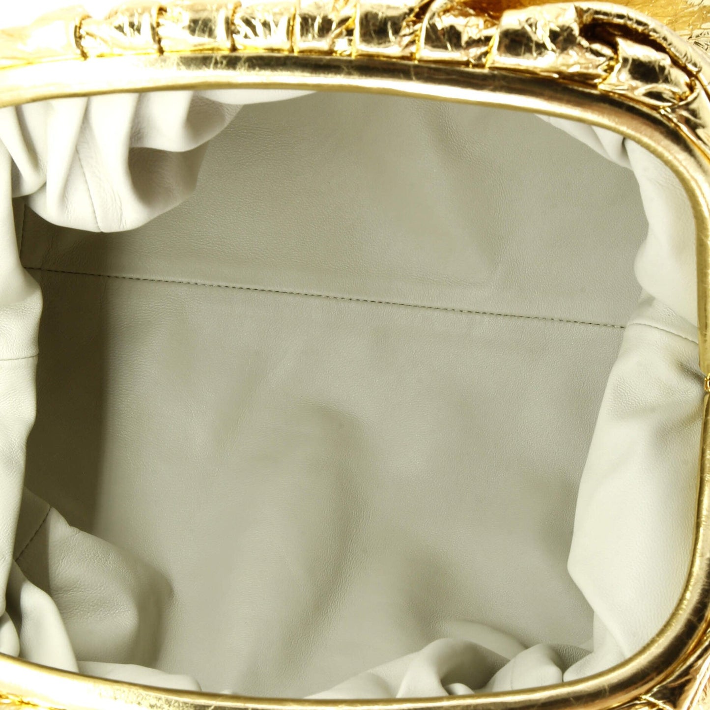 Bottega Veneta The Pouch Crinkled Metallic Leather