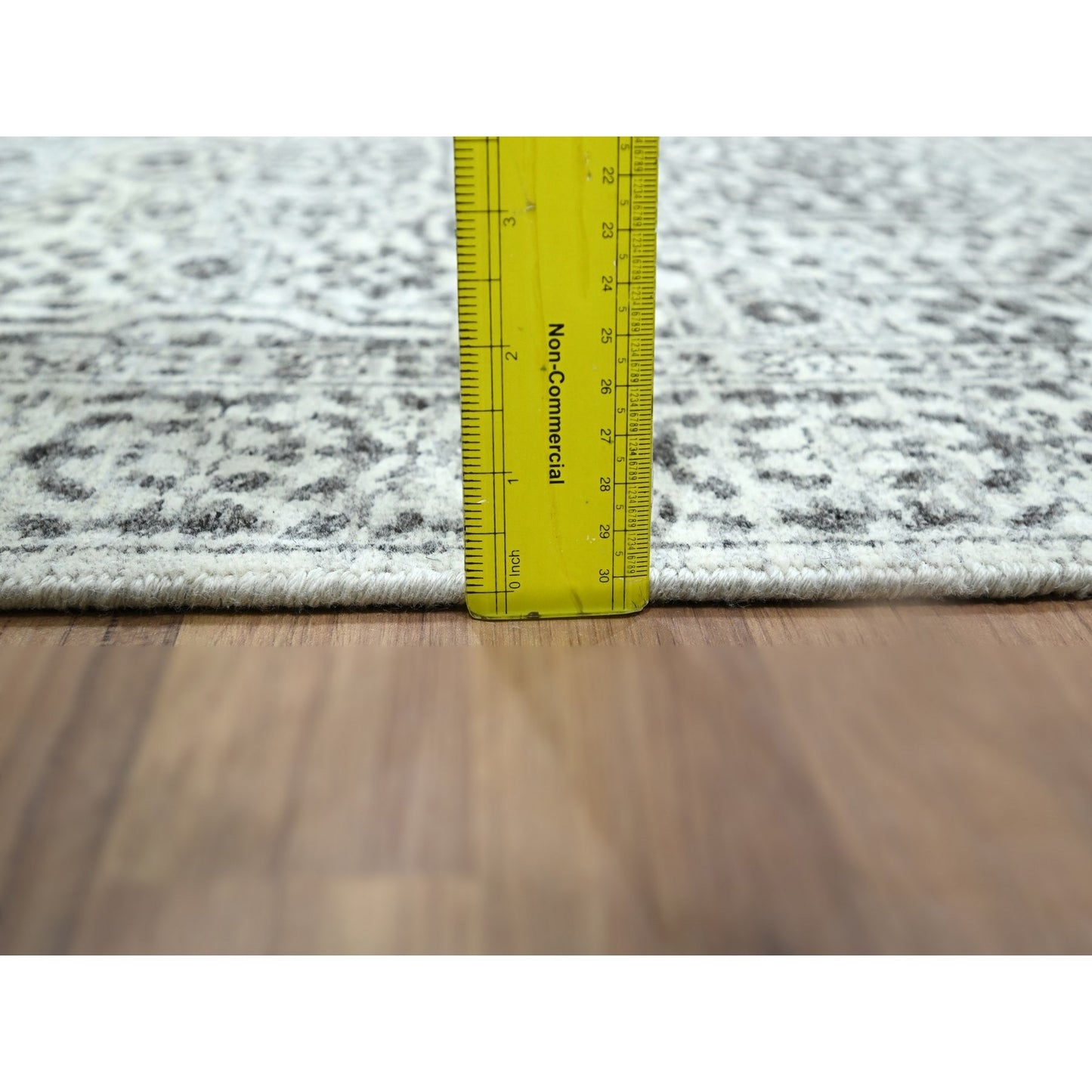 2'8"X26' Ivory Pre Historic Mamluk Design Hand Knotted Wool Runner Rug