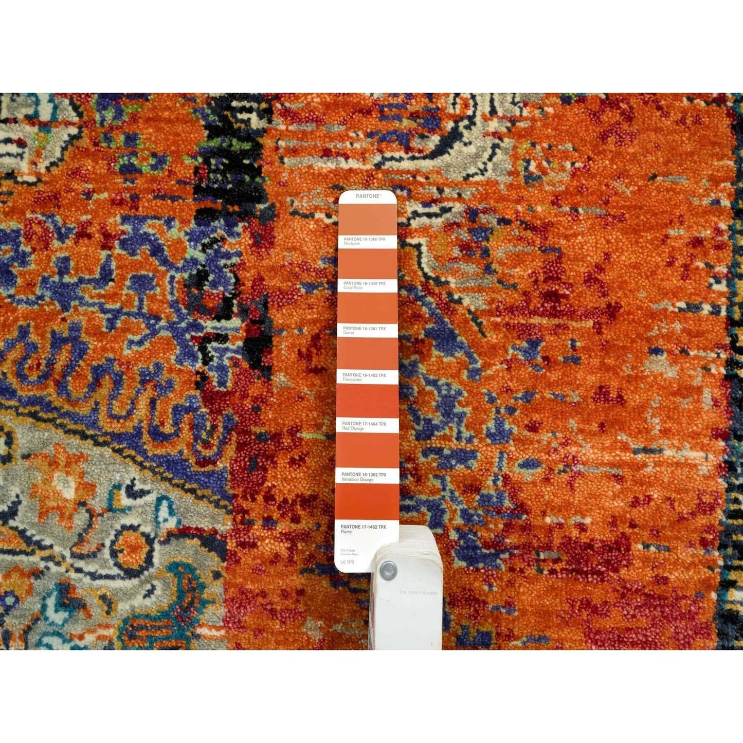 4'3"X6'1" Rust Red Ancient Ottoman Erased Design Wool Hand Knotted Rug