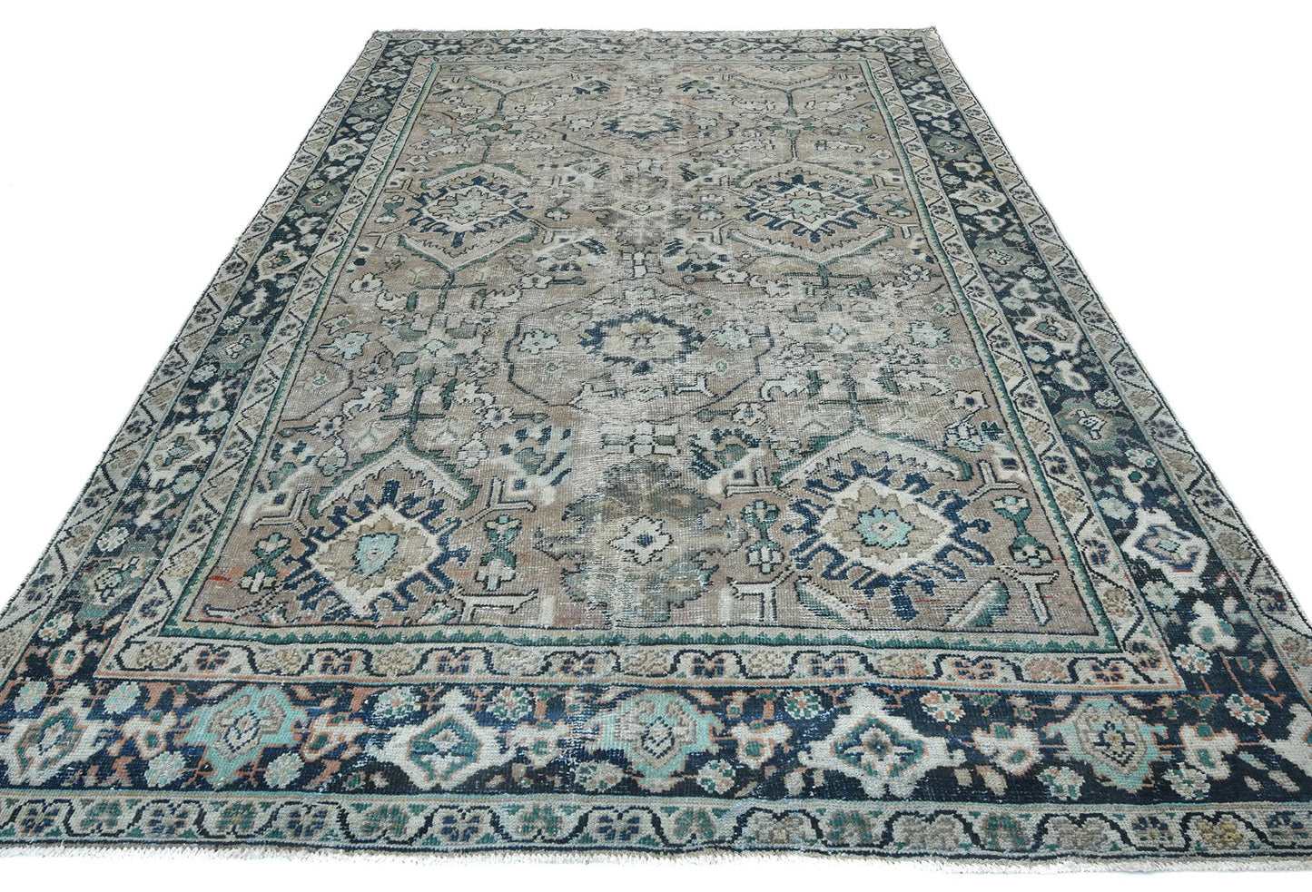Antique Hand-Knotted Oriental Rug 7X10 Ft Floral