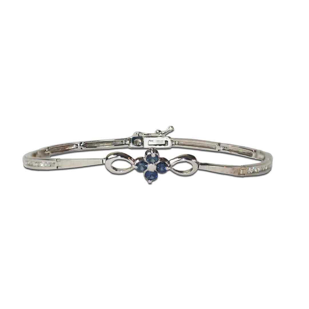 14K White Gold Sapphire And Diamond Bracelet
