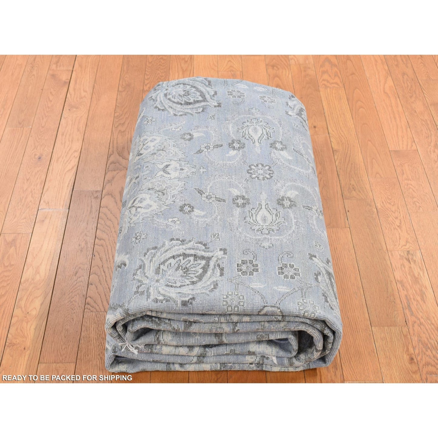 9'X12' Goose Gray Oushak Design Silk With Wool Hand Knotted Rug