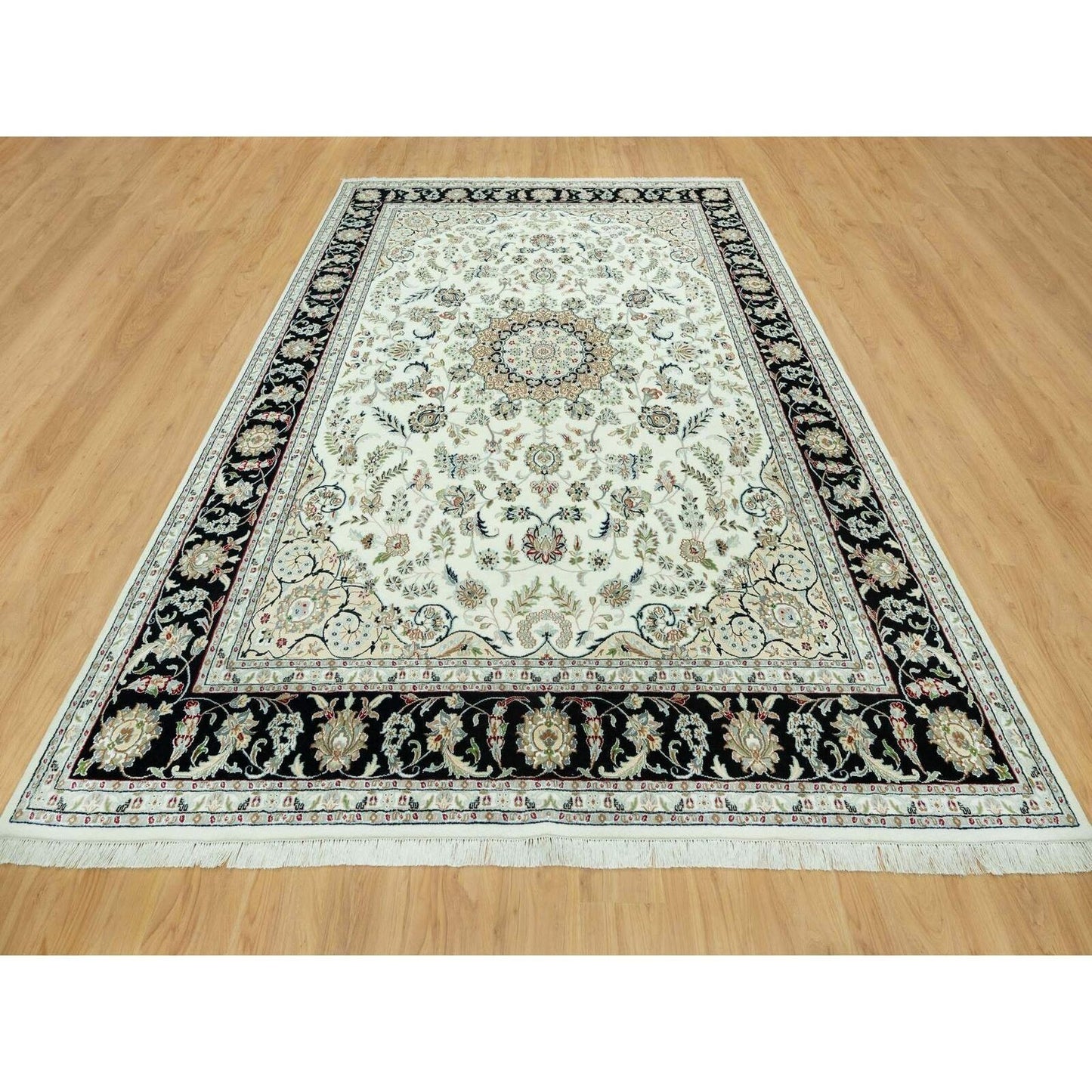 9'X12'2" Snowbound White Hand Knotted Nain 250 Kpsi Design 100% Wool Rug