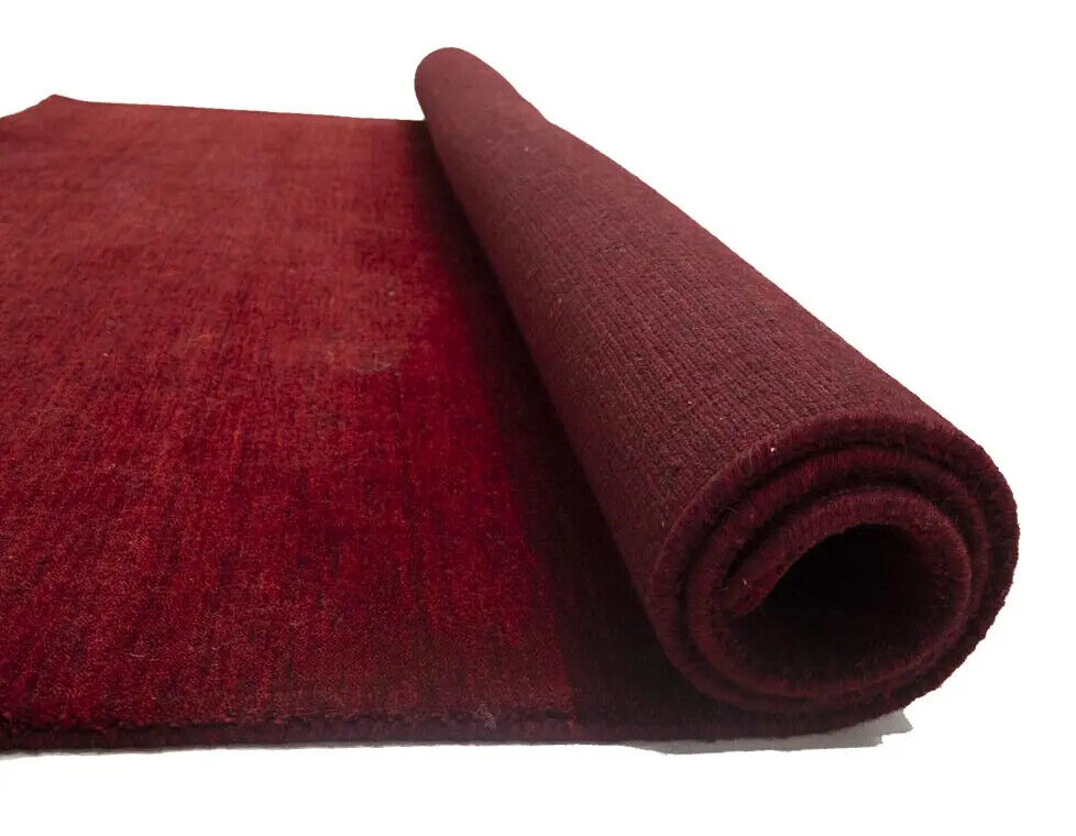 Maroon Red Solid Design Hand-Loomed 6X6 Gabbeh