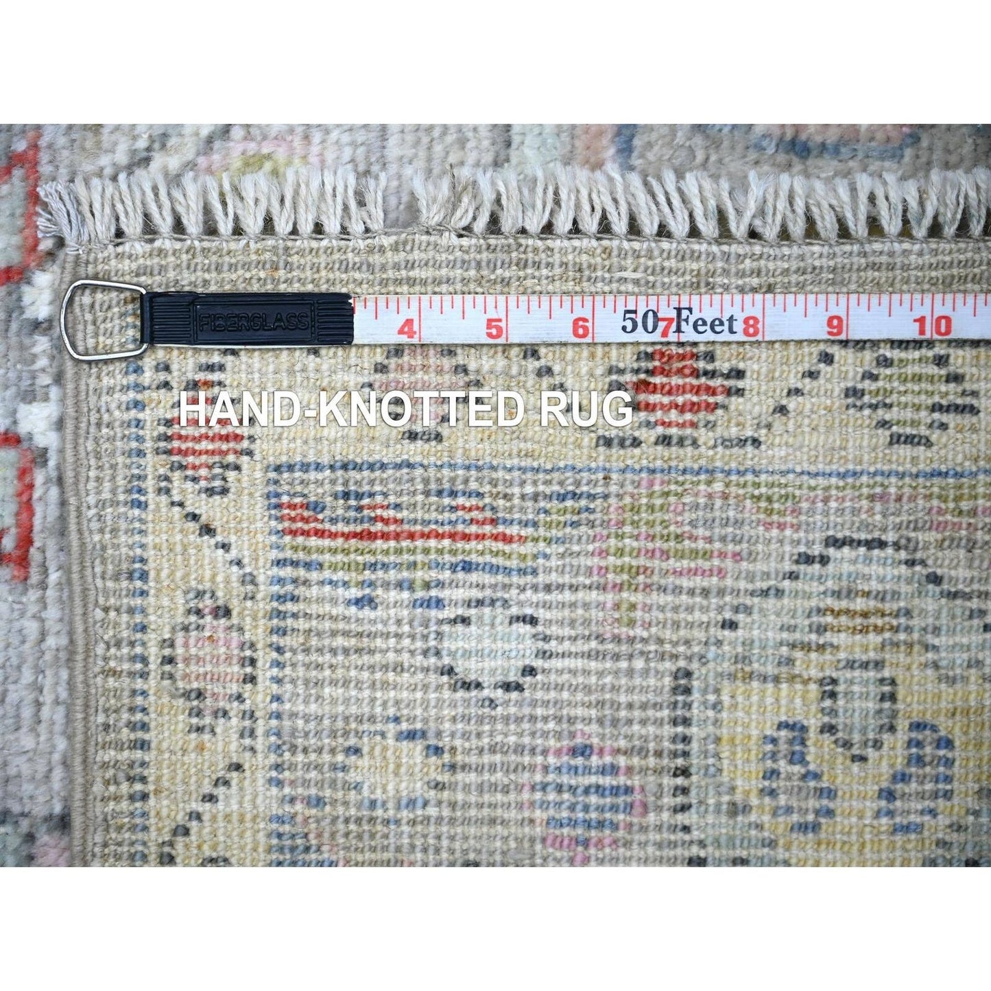 6'1"X9' Cloud Gray Afghan Angora Oushak Soft Wool Hand Knotted Rug