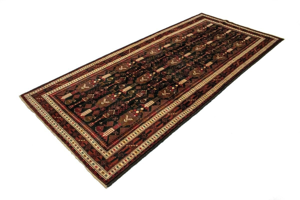 4'4X9'7 Ft Handmade Wool Vintage Tribal Style