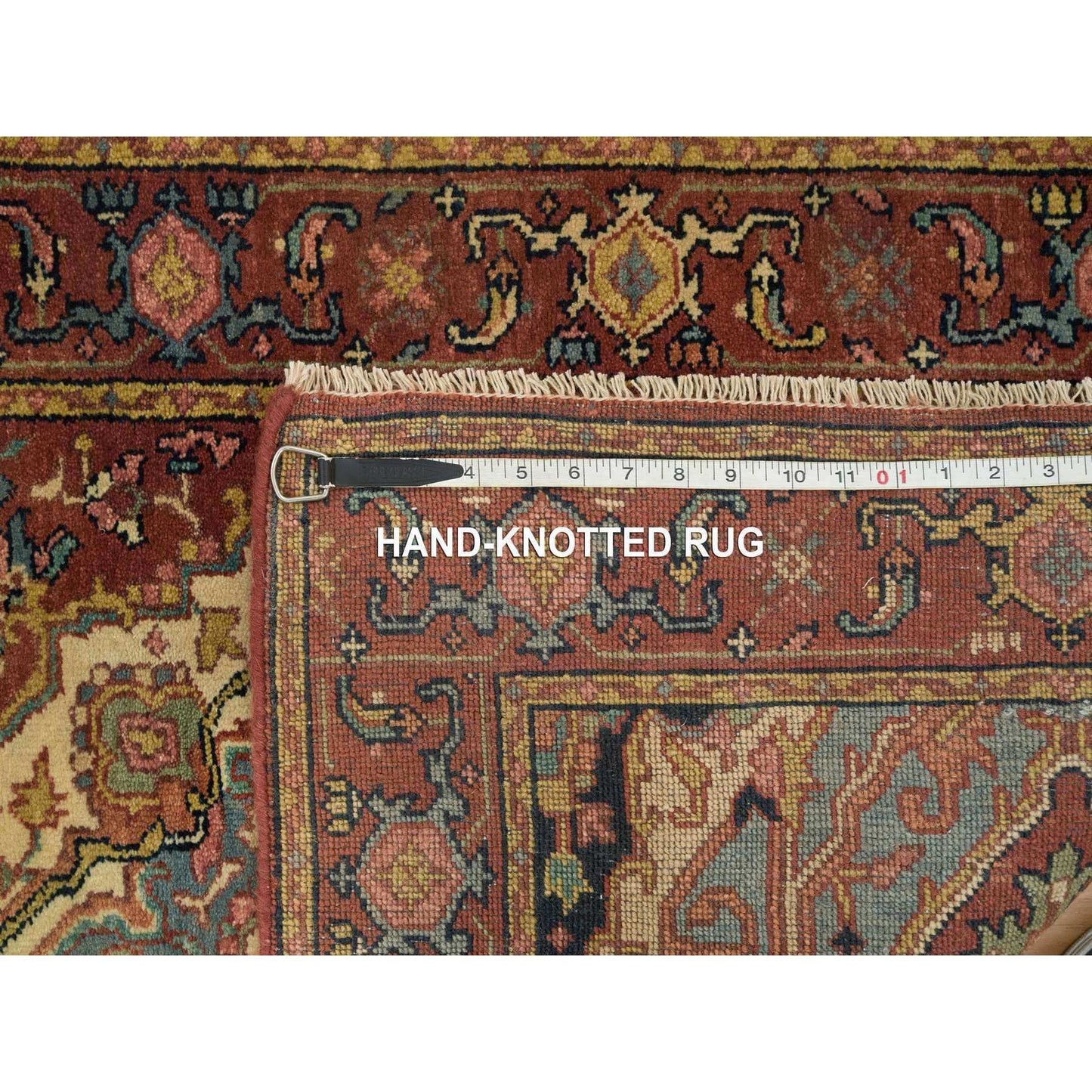 2'7"X16'2" Red Hand Knotted Heris Re-Creation Soft Wool Xl Runner Rug