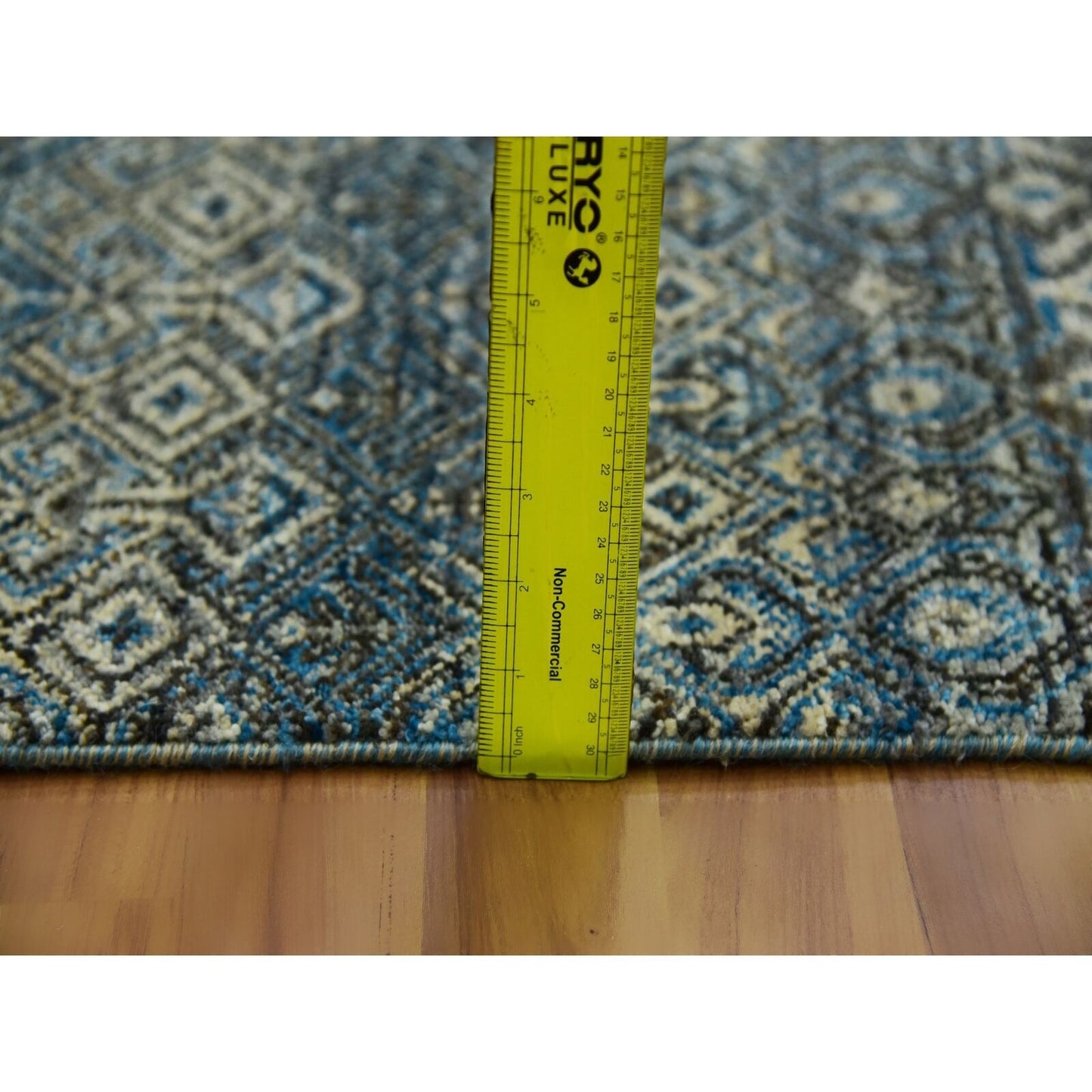 2'6"X6'1" Blue 100% Wool Hand Knotted Kohinoor Herrita Design Runner Rug