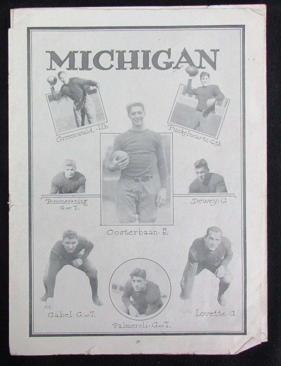 1926 Michigan Vs. Ohio State The Game Scorecard