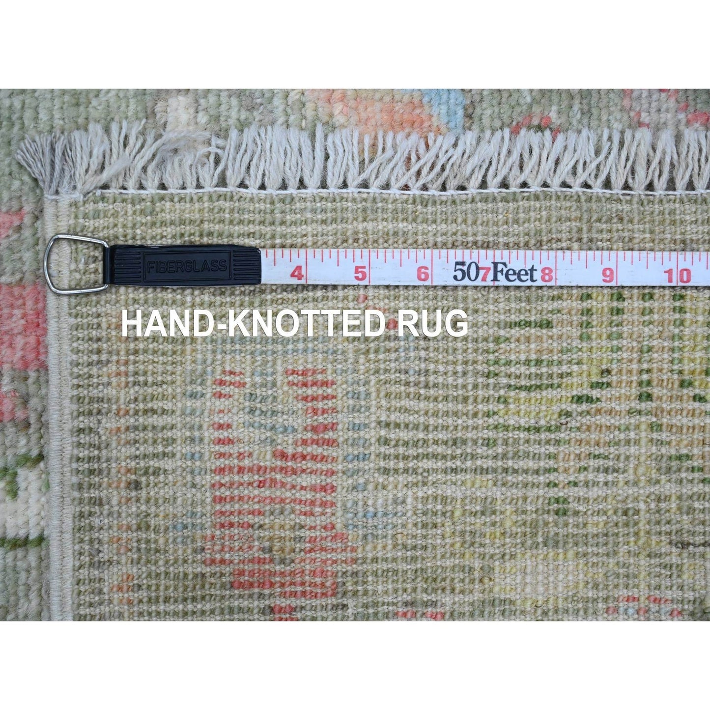 2'8"X10' Green Angora Oushak Tree Design All Wool Hand Knotted Runner Rug