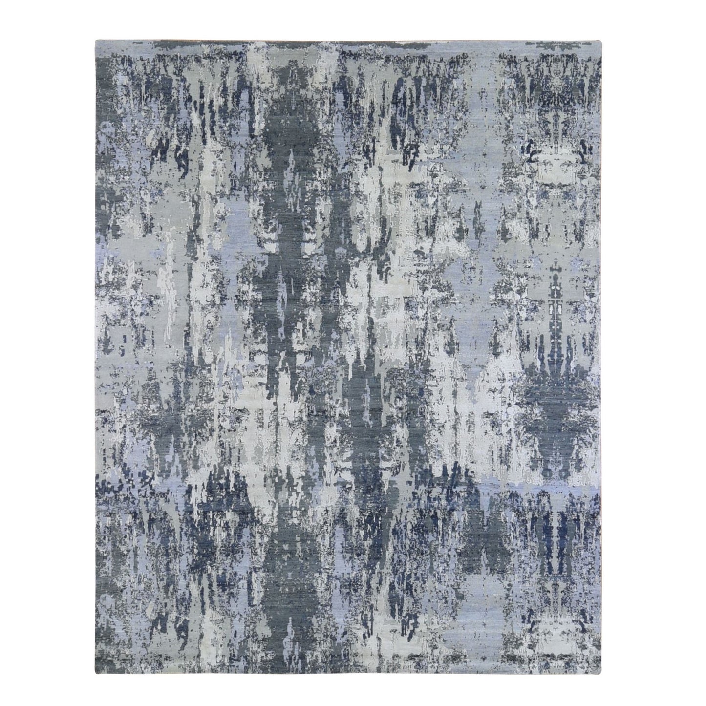 8'2"X10'2" Abstract Design Wool And Pure Silk Hand Knotted Oriental Rug