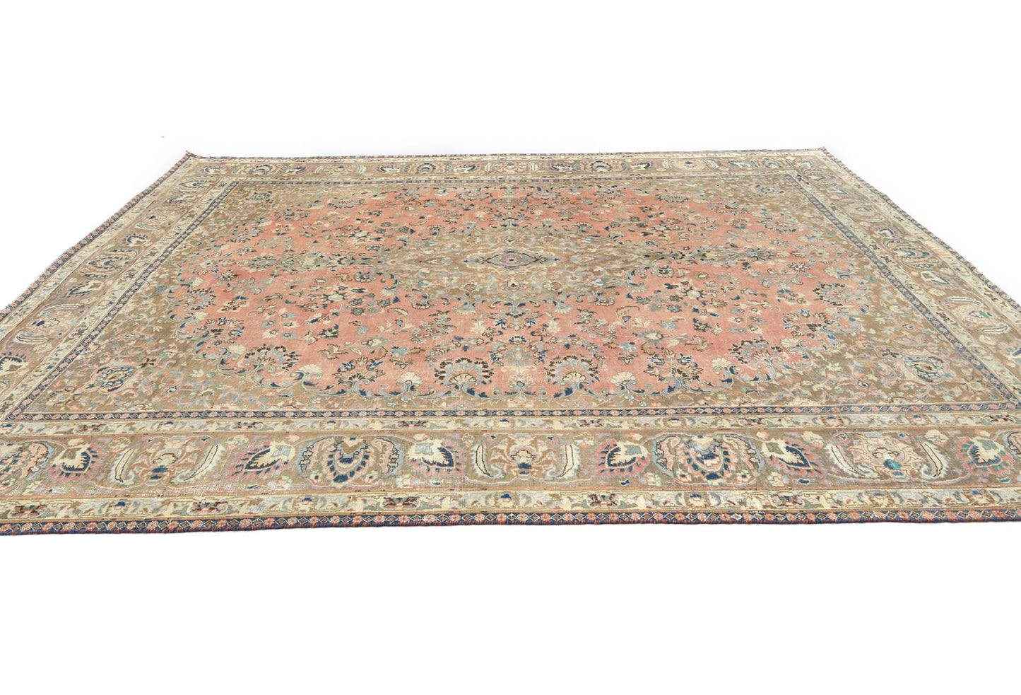 Antique Handmade Oriental Rug Muted Floral
