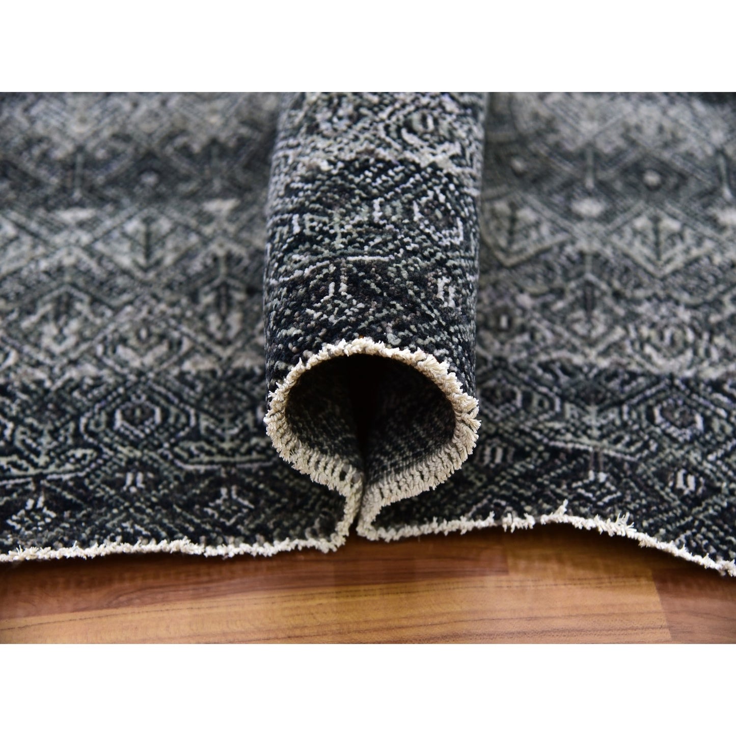 10'X13'10" Gray Hand Knotted Kohinoor Herrita Design 100% Plush Wool Rug