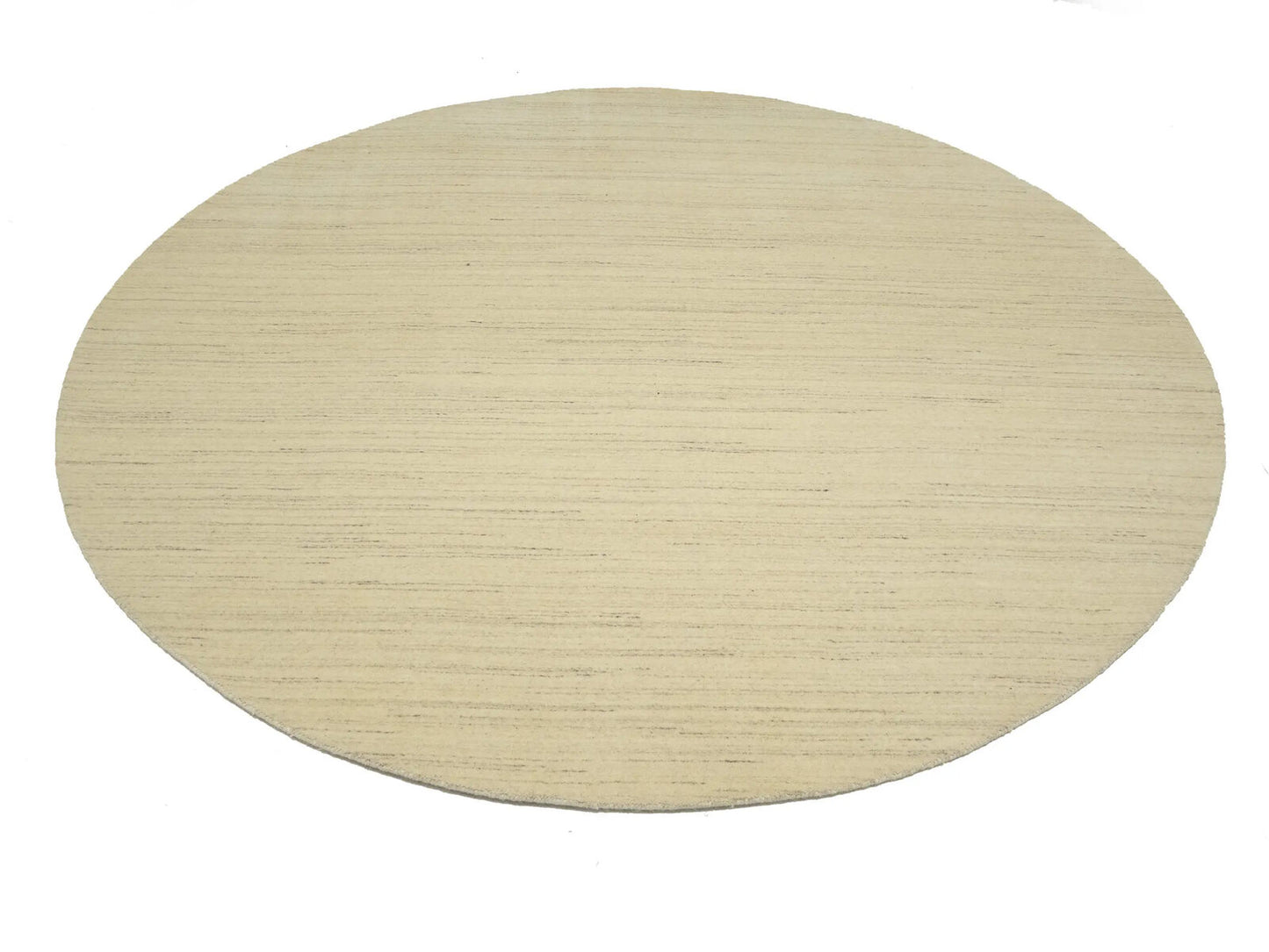Cream Solid Hand-Loomed 8X8 Gabbeh Wool Rug