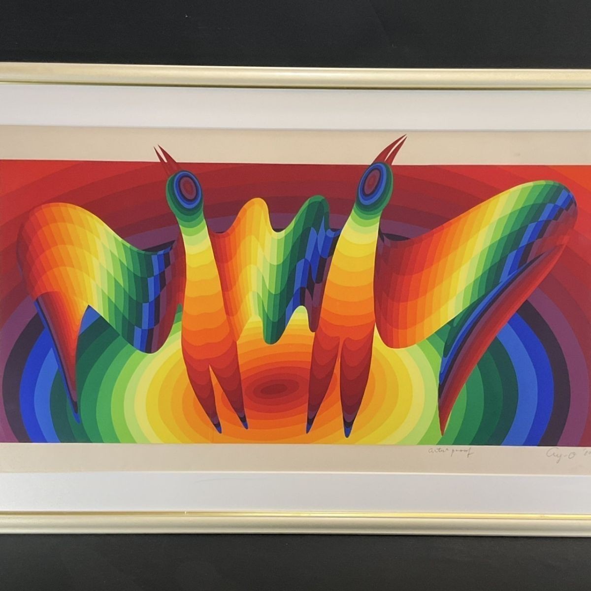 Ay-O Original Screenprint 1980 "Flying Birds" Rainbow Artist Proof Signed Japan