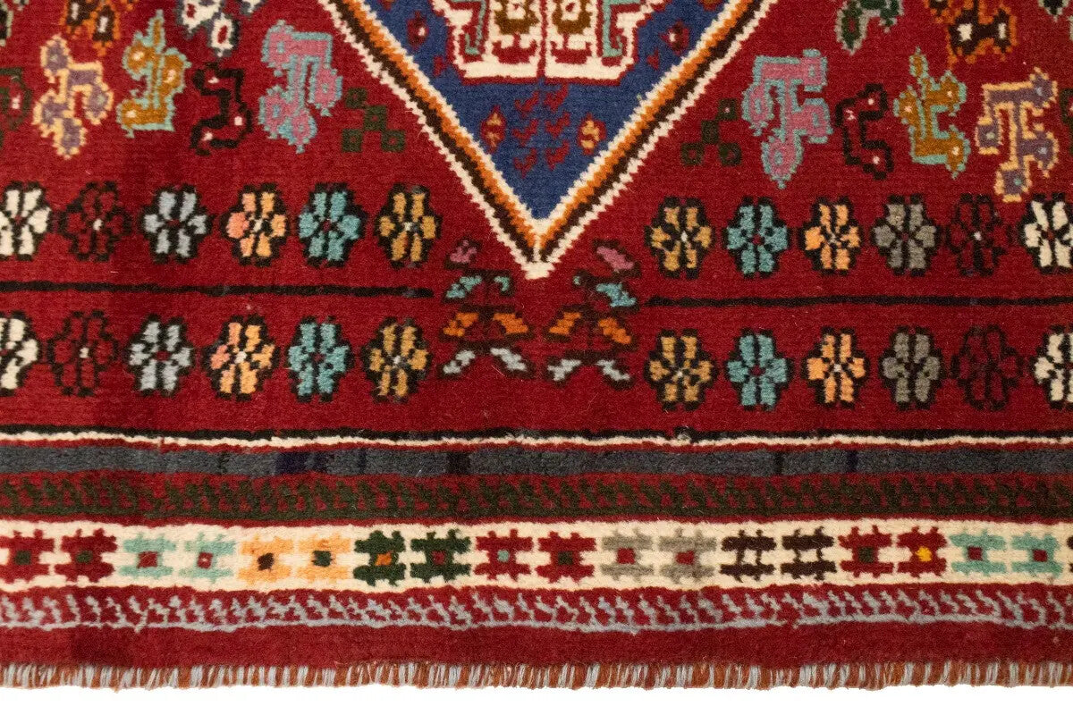 3'5X5 Ft Hand-Knotted Red Tribal Geometric
