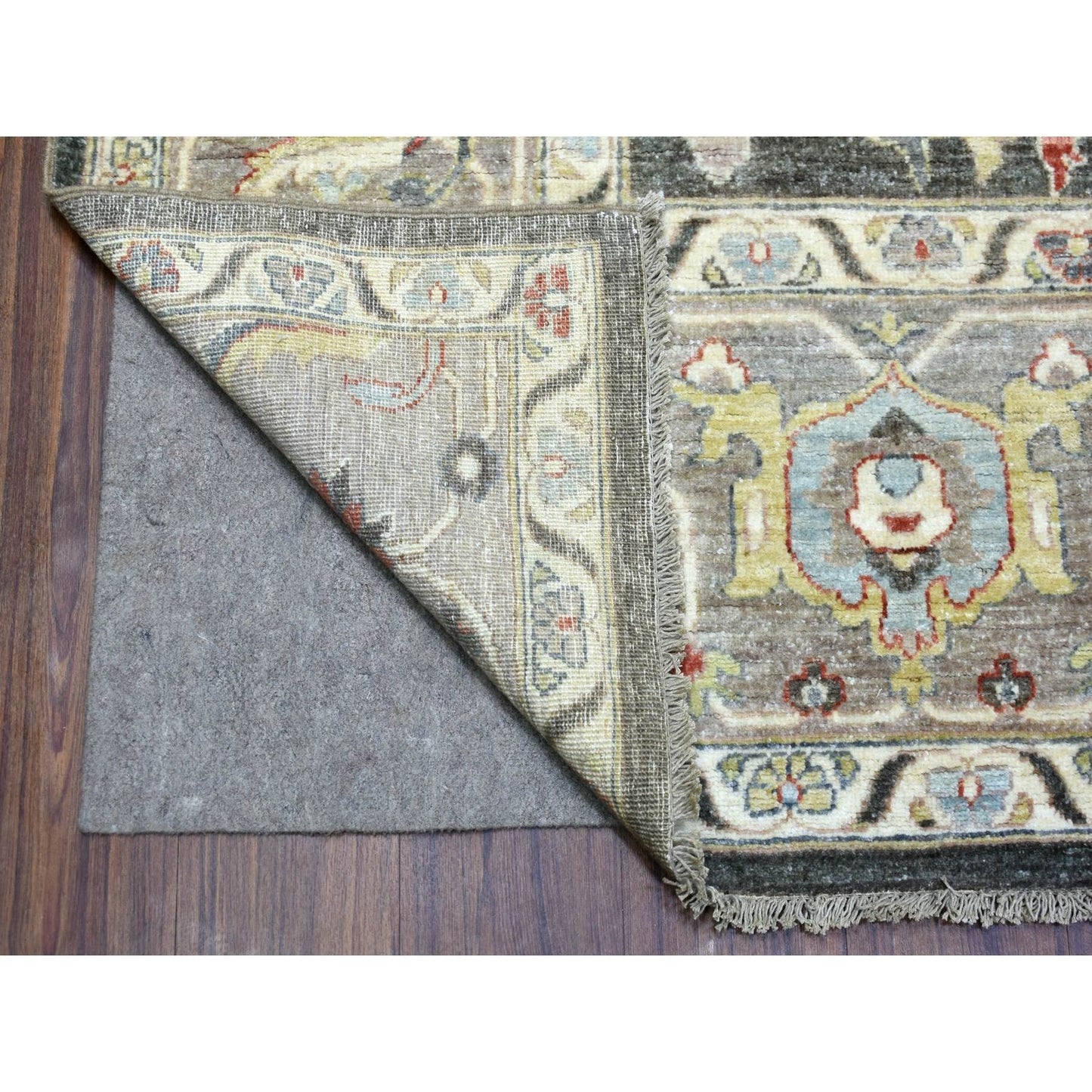 9'3"X11'9" Charcoal Black Afghan Peshawar Soft Wool Hand Knotted Rug