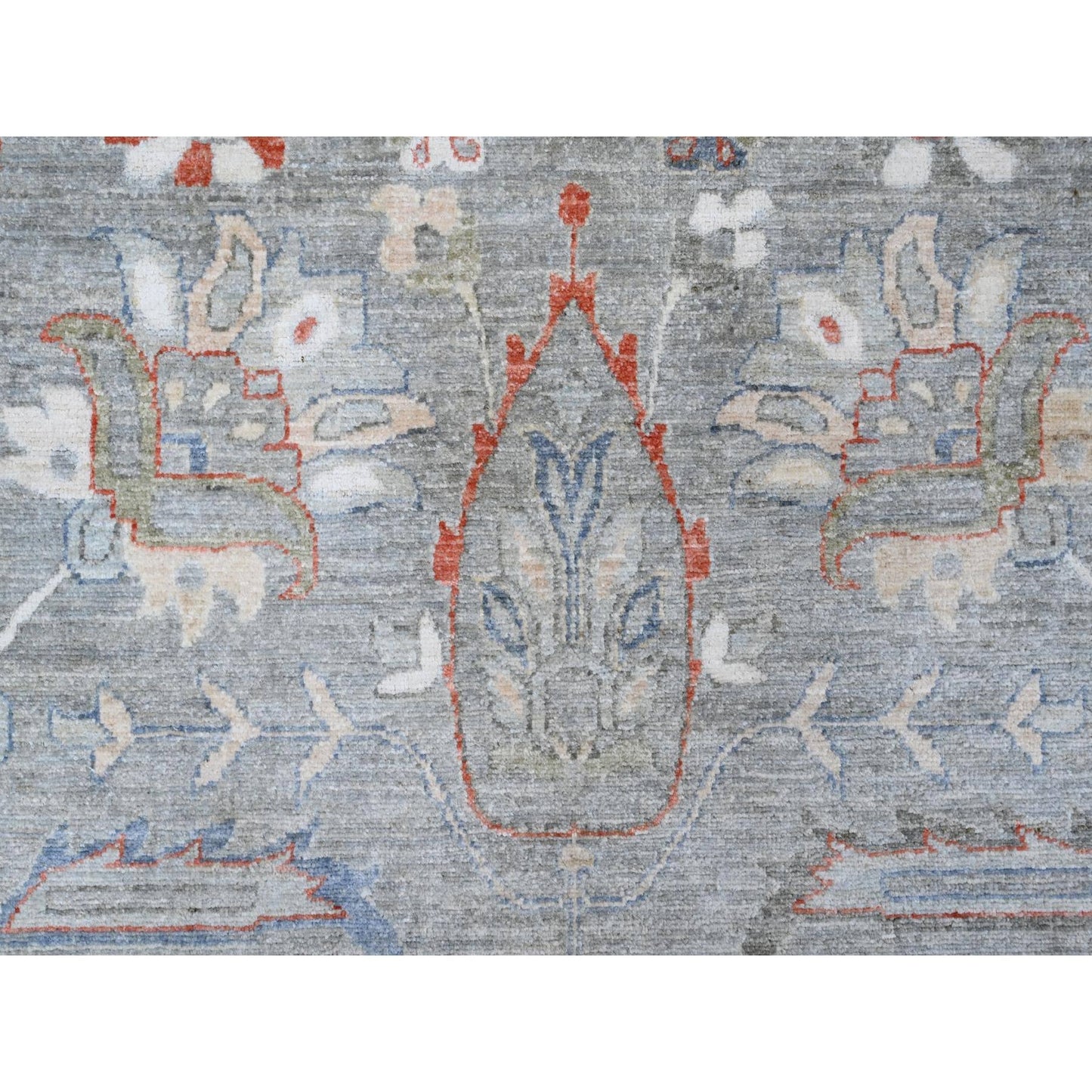 9'2"X11'10" Shark Gray Hand Knotted Heris All Over Design Peshawar Rug