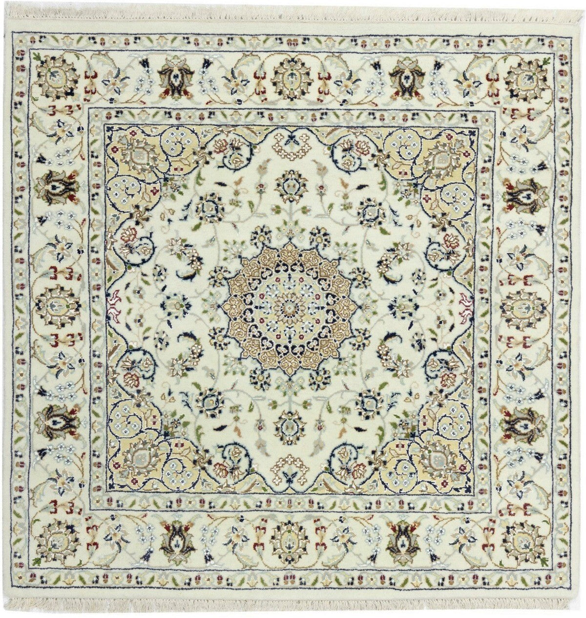 Indo-Nain Oriental Square Rug Vintage Floral