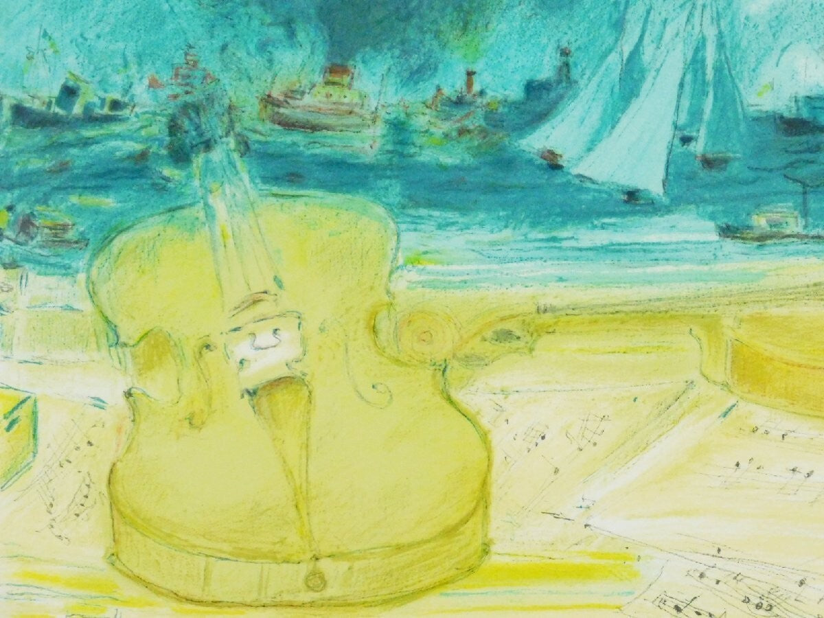Jean Fusaro Lithograph Print Bouquet And Sea