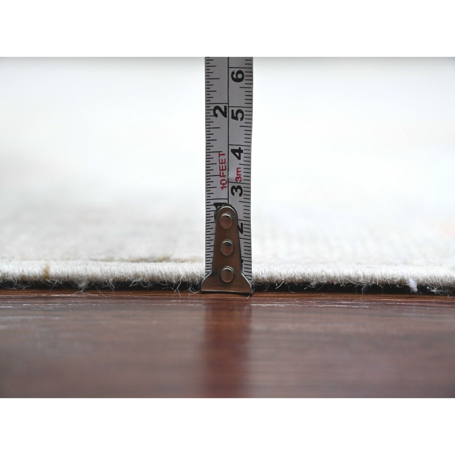 9'7"X13'6" White Afghan Angora Oushak Vines Design Wool Hand Knotted Rug