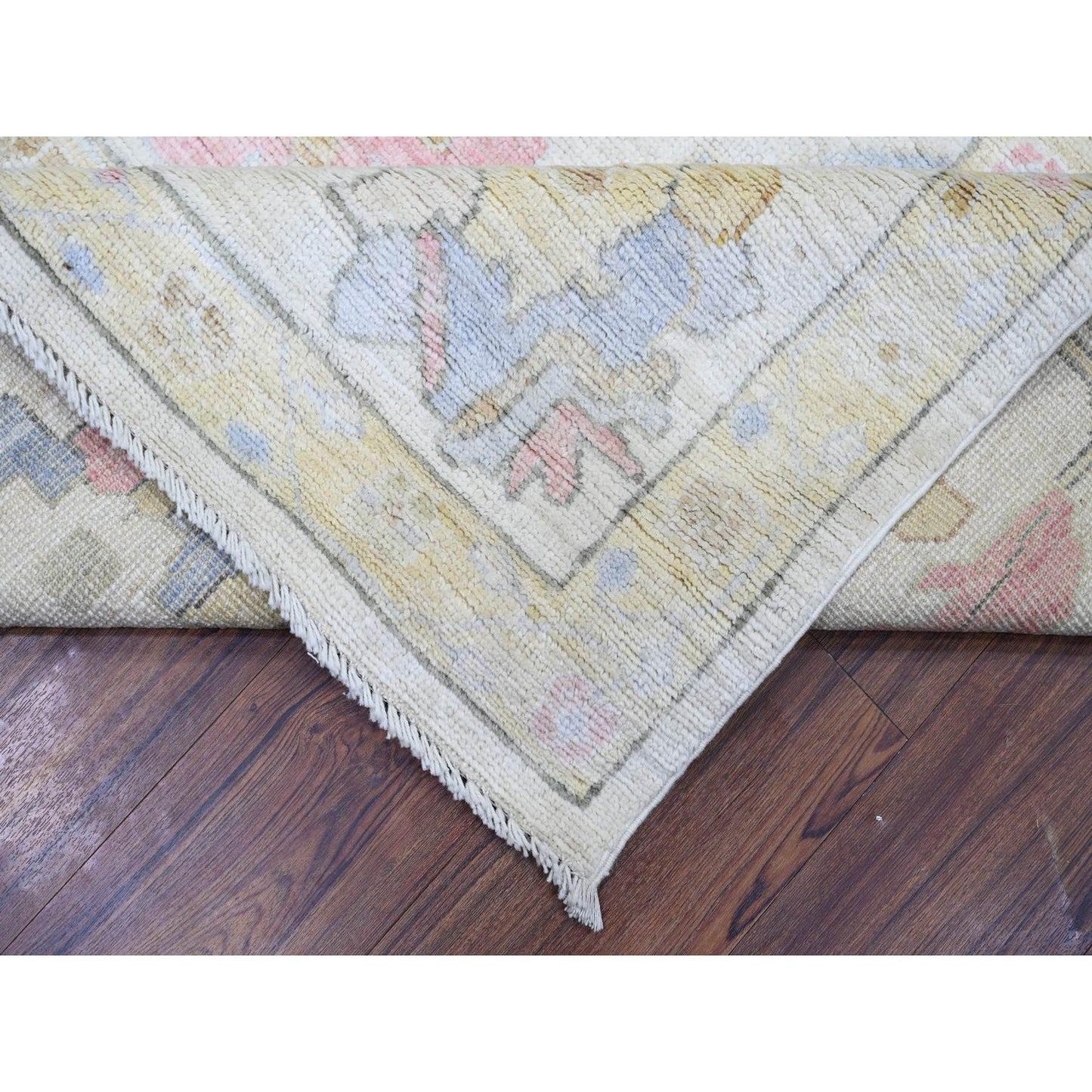 8'X9'9" Ivory Afghan Angora Oushak 100% Wool Hand Knotted Oriental Rug