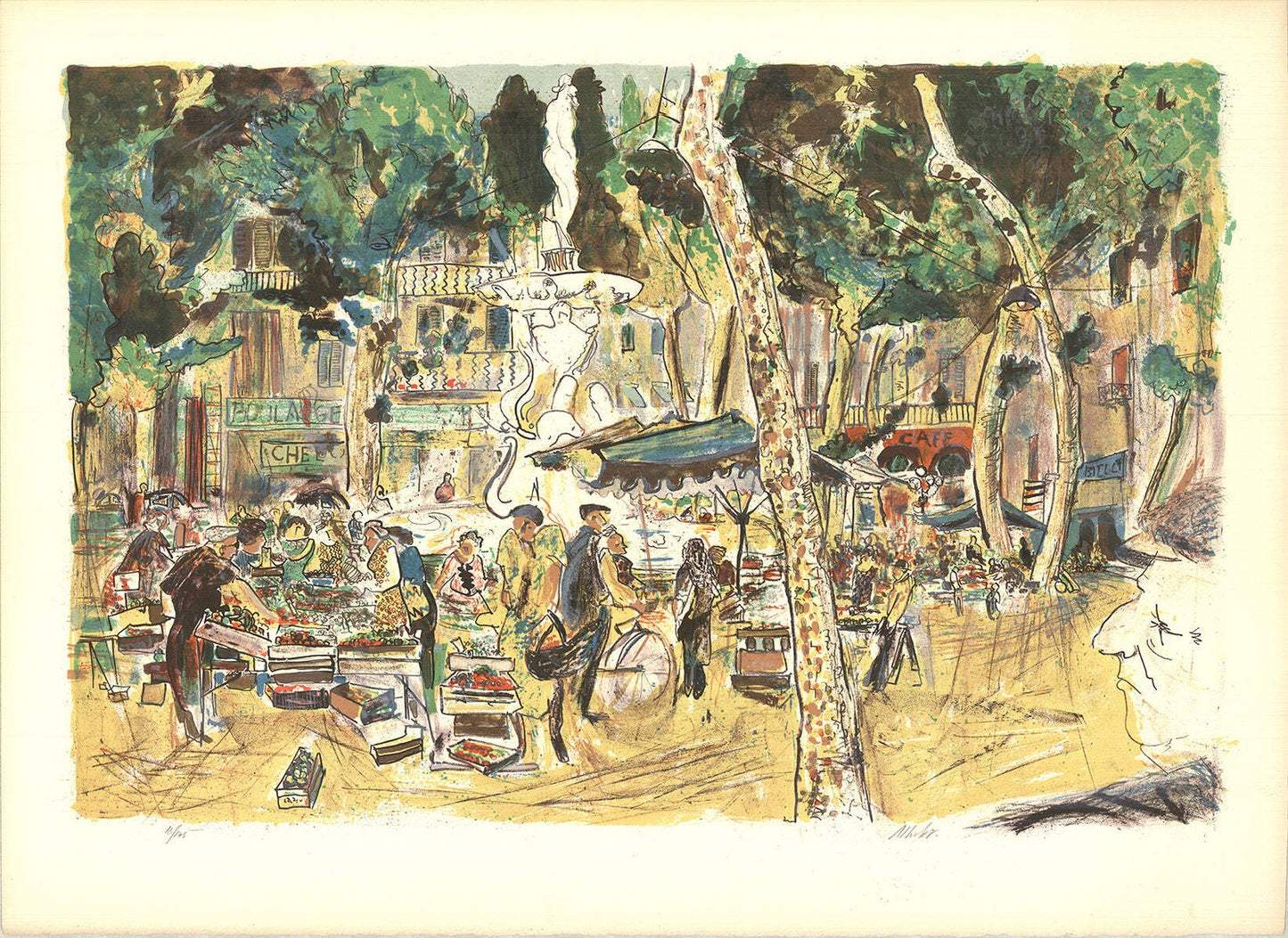 Unknown Artist Marche Provincial Signed " Lithograph Contemporar