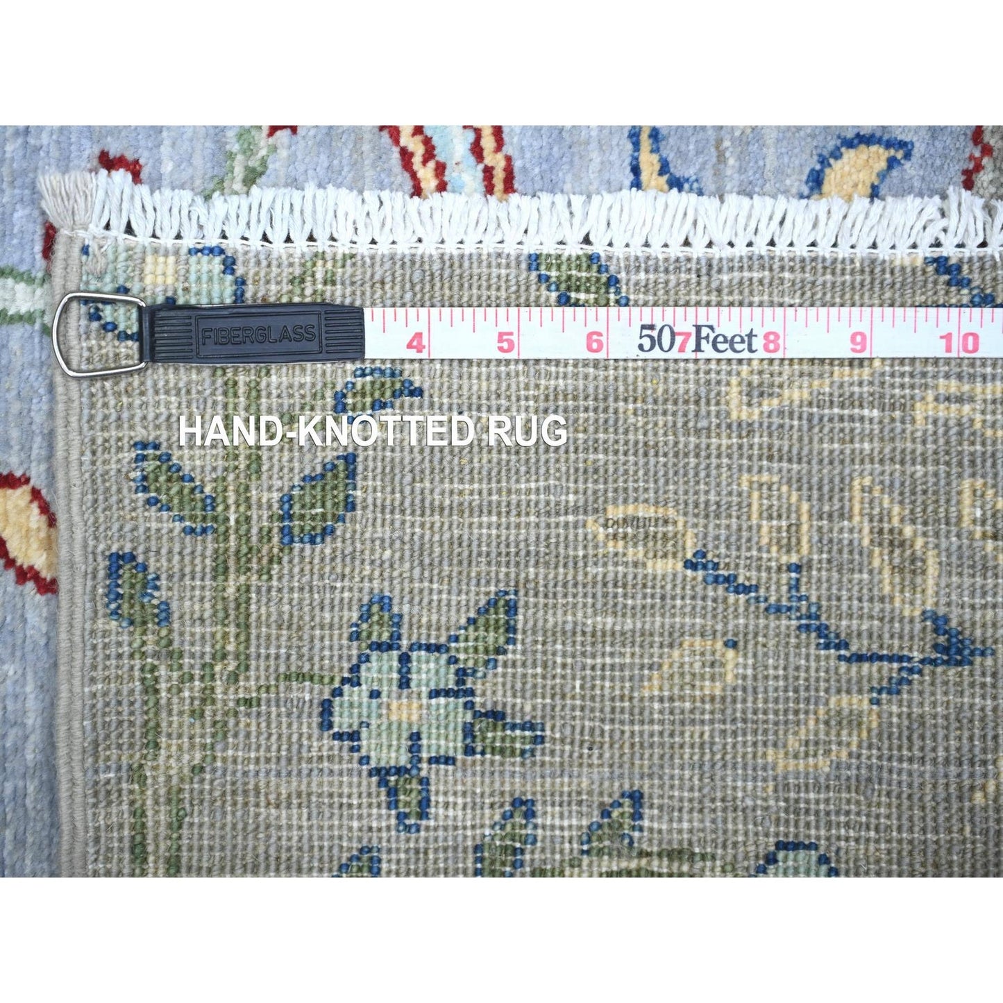 2'7"X7'8" Oxford Gray Afghan Peshawar Wool Hand Knotted Runner Rug