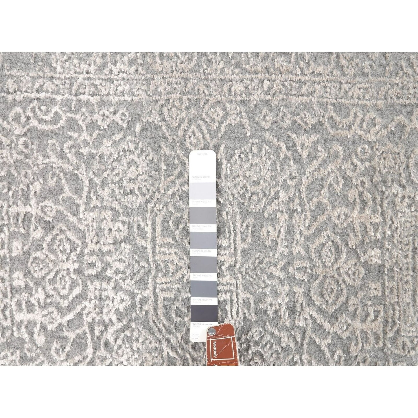 2'5"X12'2" Gray Fine Jacquard Hand Loomed Runner Wool And Art Silk Rug