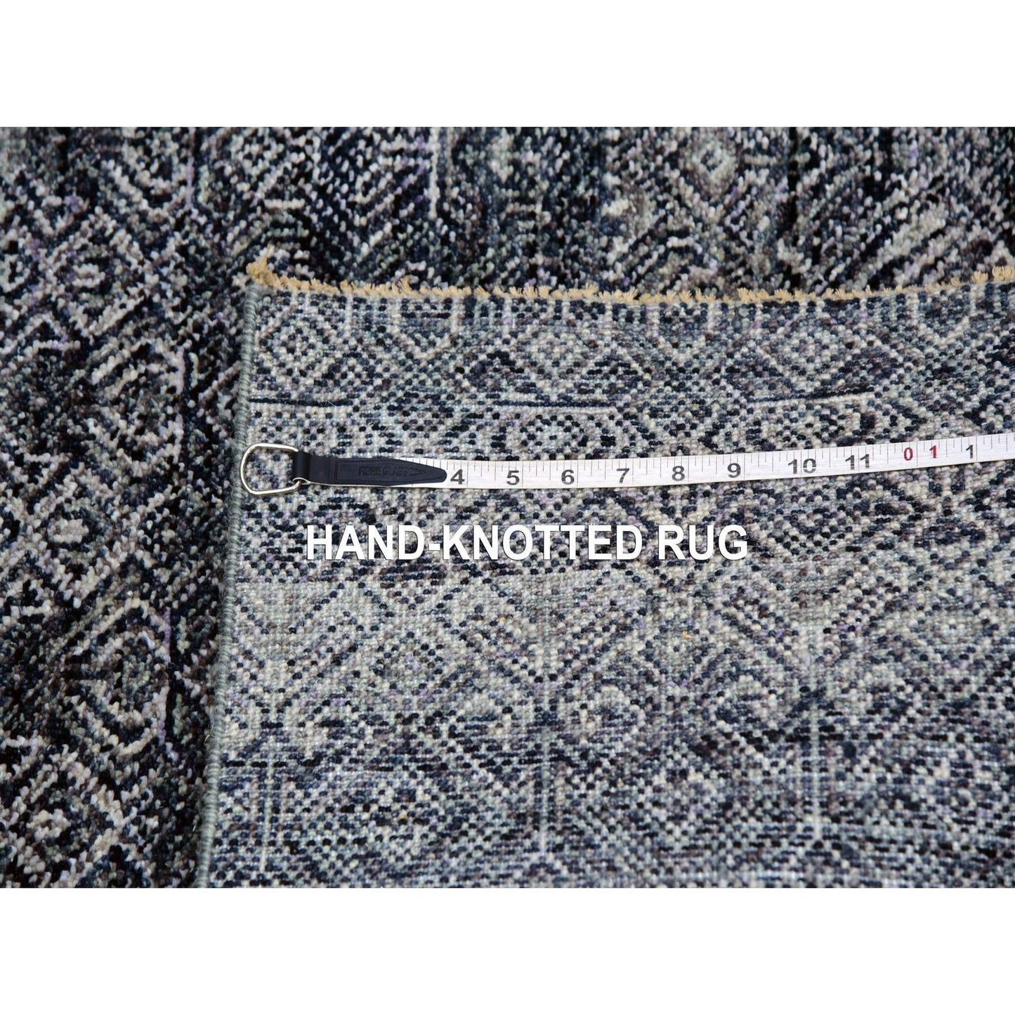 2'7"X10'1" Hale Navy Gray Kohinoor Herrita Wool Hand Knotted Runner Rug