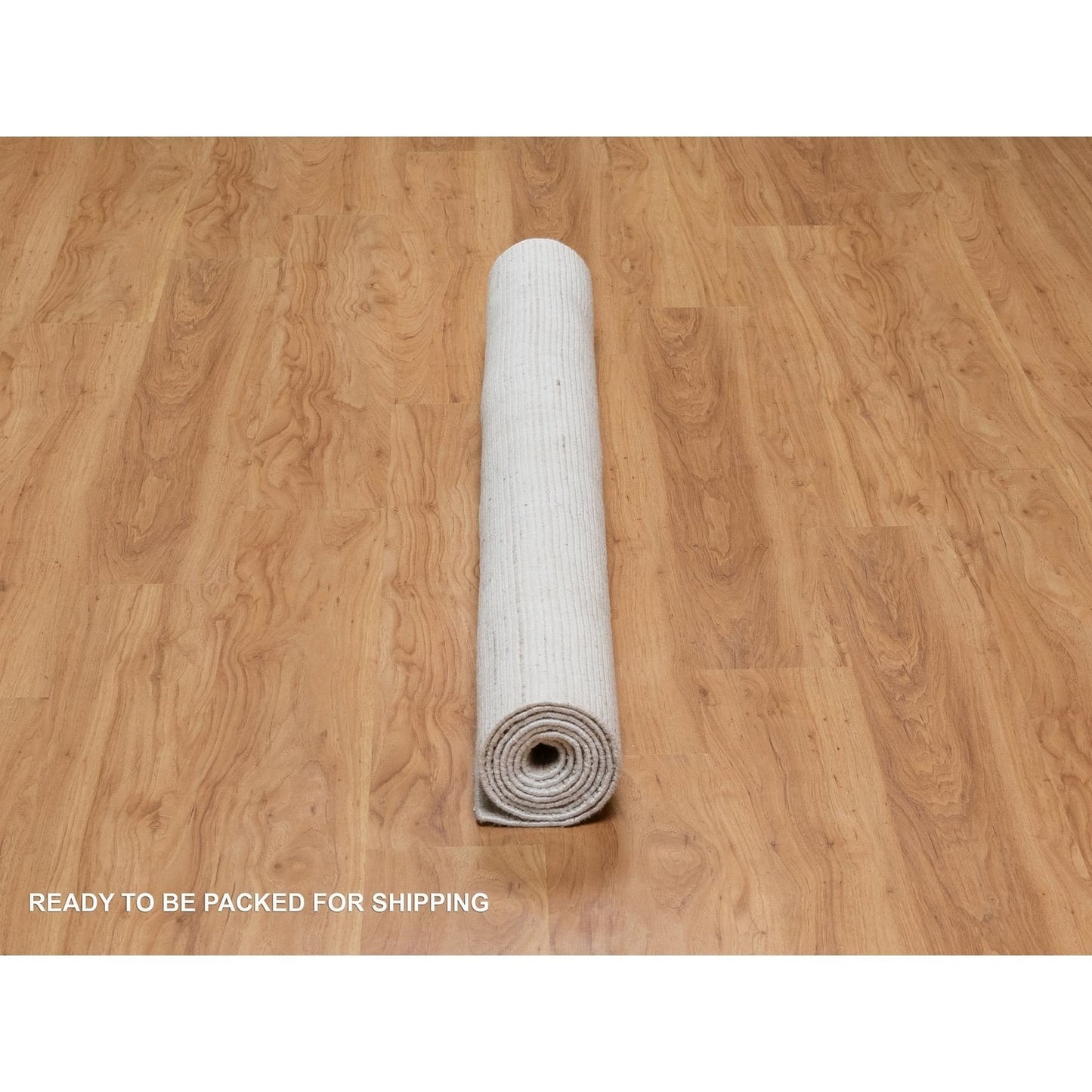5'X8' White Variegated Textured Modern Design Pure Wool Hand Loomed Rug